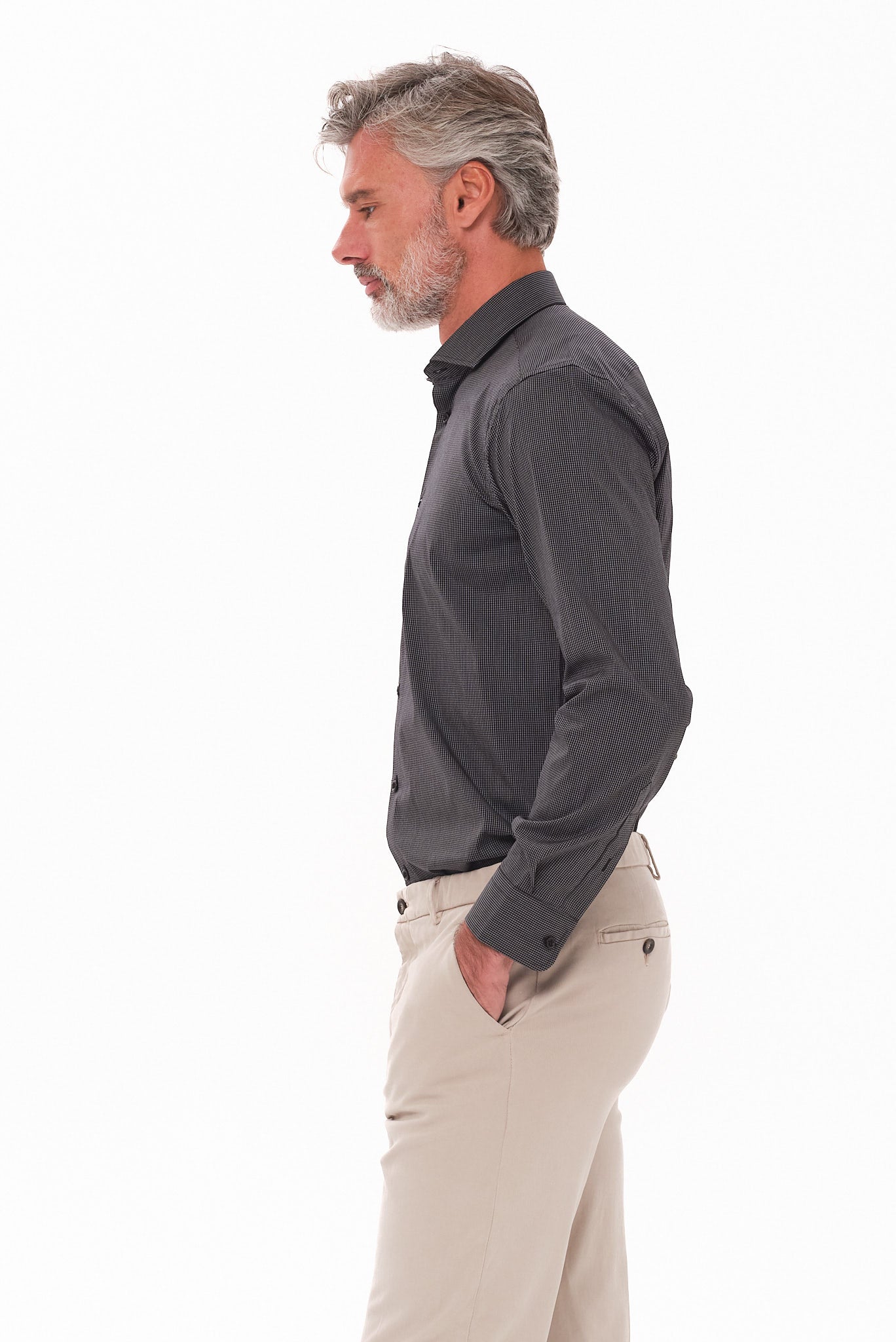 ΑΝΔΡΙΚΟ ΜΑΥΡΟ ΠΟΥΚΑΜΙΣΟ PORTOBELLO'S ΜΕ REX ΓΙΑΚΑ ΚΑΙ ΜΙΚΡΟΣΧΕΔΙΟ REGULAR FIT