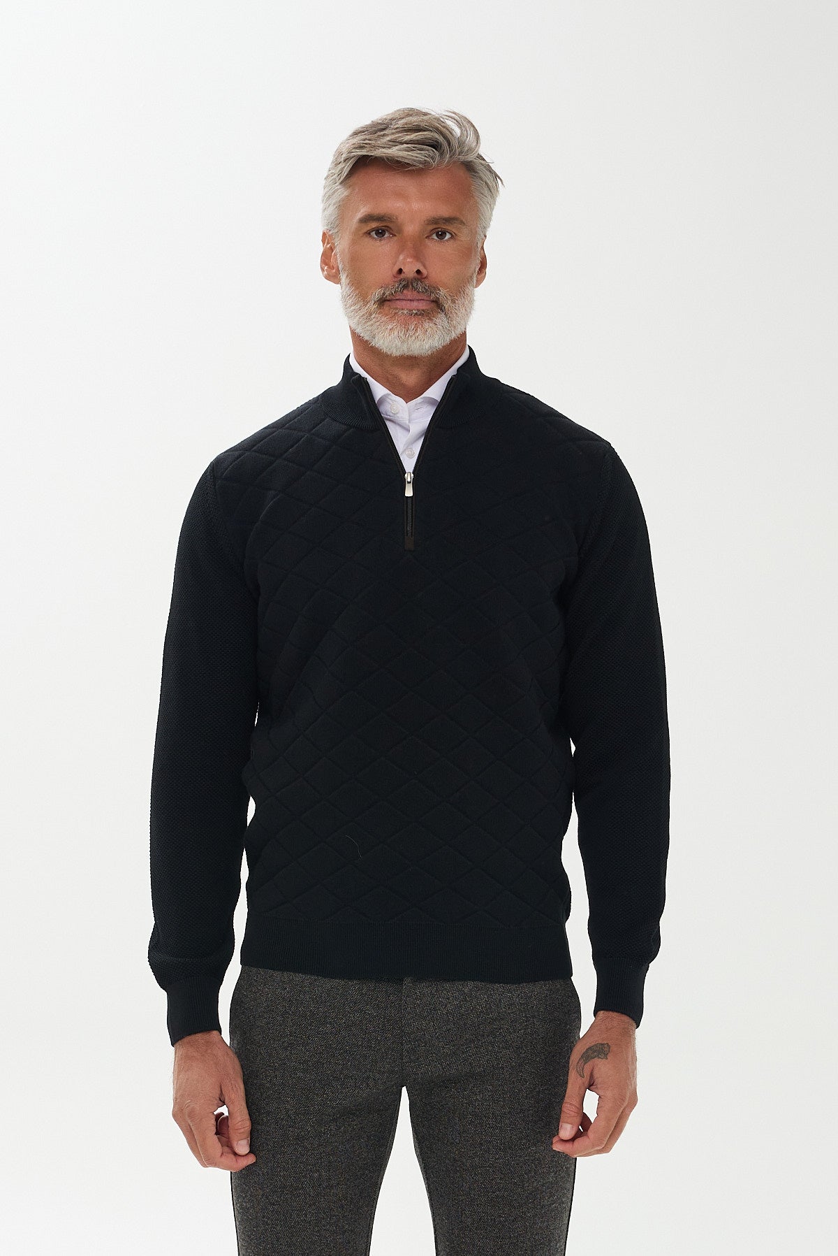 ΑΝΔΡΙΚΟ ΜΑΥΡΟ ΠΟΥΛΟΒΕΡ PORTOBELLO'S LUPETTO ZIP ΜΕ ΚΑΠΙΤΟΝΕ ΣΧΕΔΙΟ REGULAR FIT