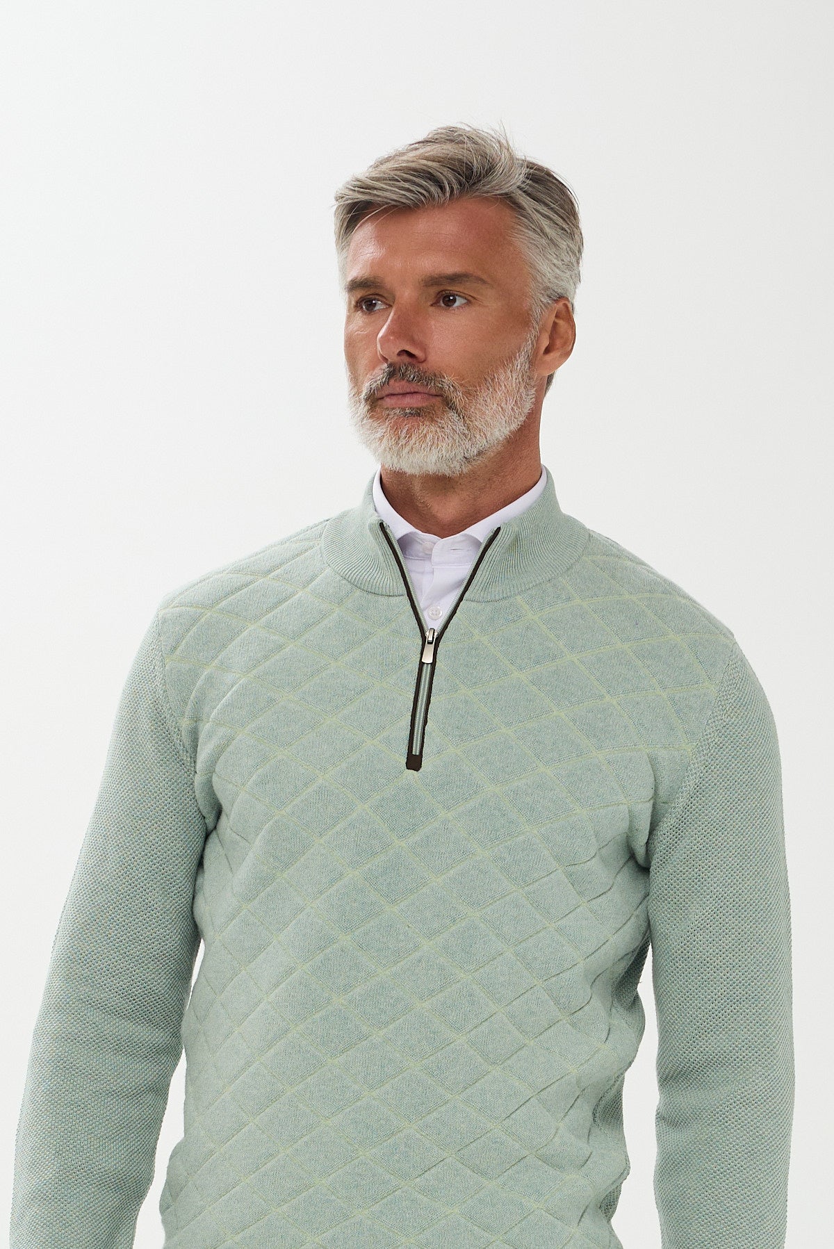 ΑΝΔΡΙΚΟ ΠΟΥΛΟΒΕΡ PORTOBELLO'S LUPETTO ZIP ΜΕ ΚΑΠΙΤΟΝΕ ΣΧΕΔΙΟ ΣΕ ΧΡΩΜΑ ΜΕΝΤΑ REGULAR FIT