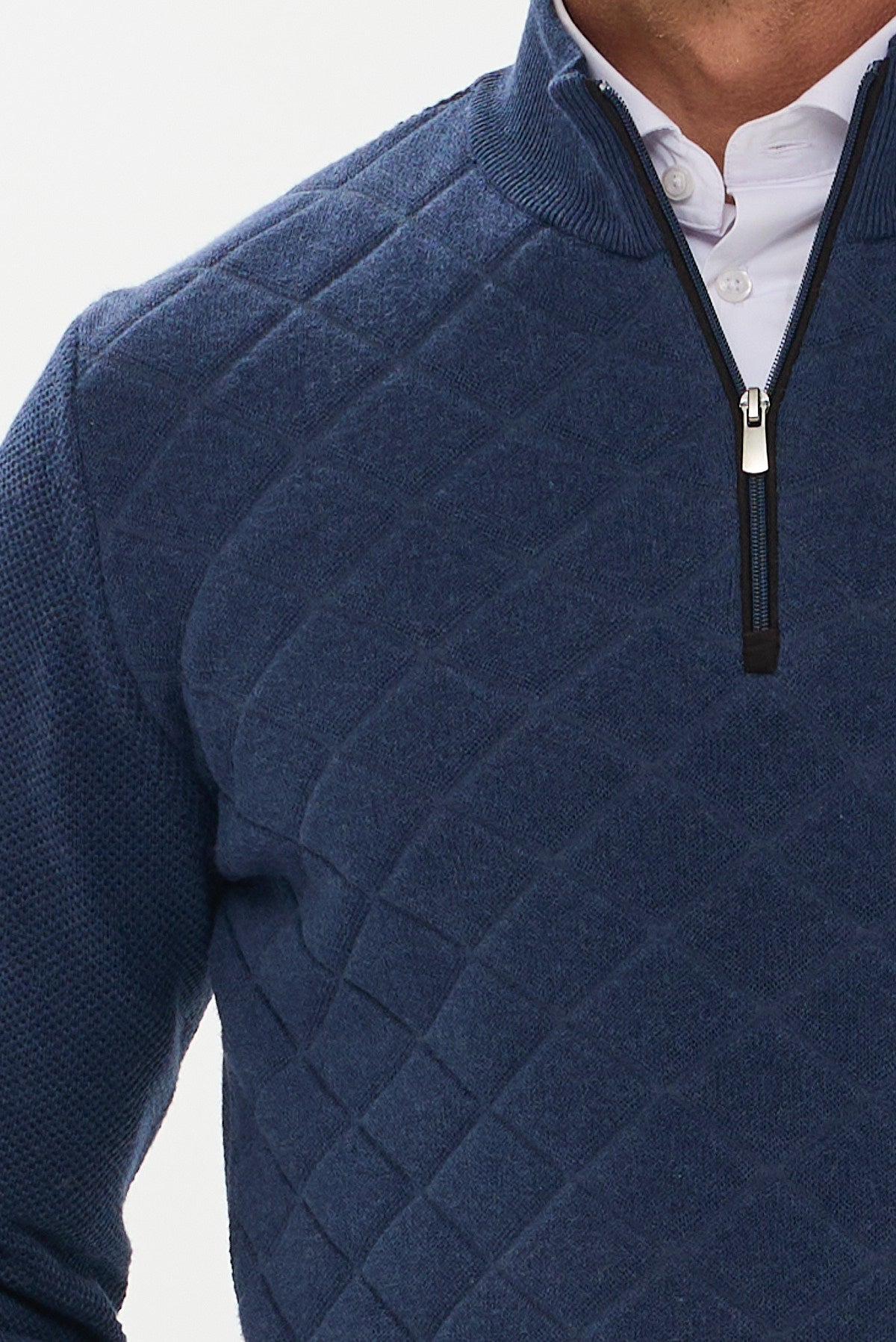 ΑΝΔΡΙΚΟ ΠΟΥΛΟΒΕΡ PORTOBELLO'S LUPETTO ZIP ΜΕ ΚΑΠΙΤΟΝΕ ΣΧΕΔΙΟ ΣΕ ΧΡΩΜΑ ΙΝΤΙΓΚΟ REGULAR FIT