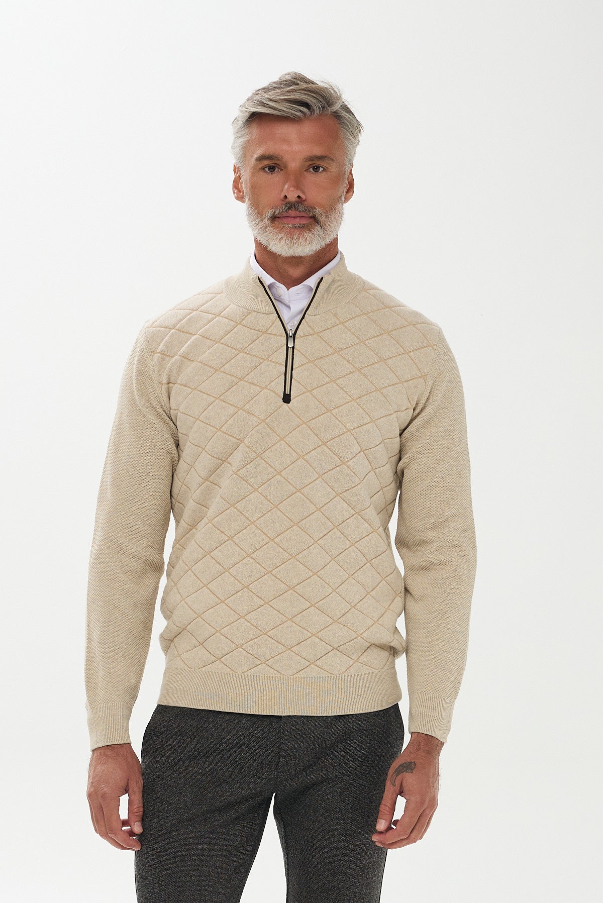 ΑΝΔΡΙΚΟ ΜΠΕΖ ΠΟΥΛΟΒΕΡ PORTOBELLO'S LUPETTO ZIP ΜΕ ΚΑΠΙΤΟΝΕ ΣΧΕΔΙΟ REGULAR FIT