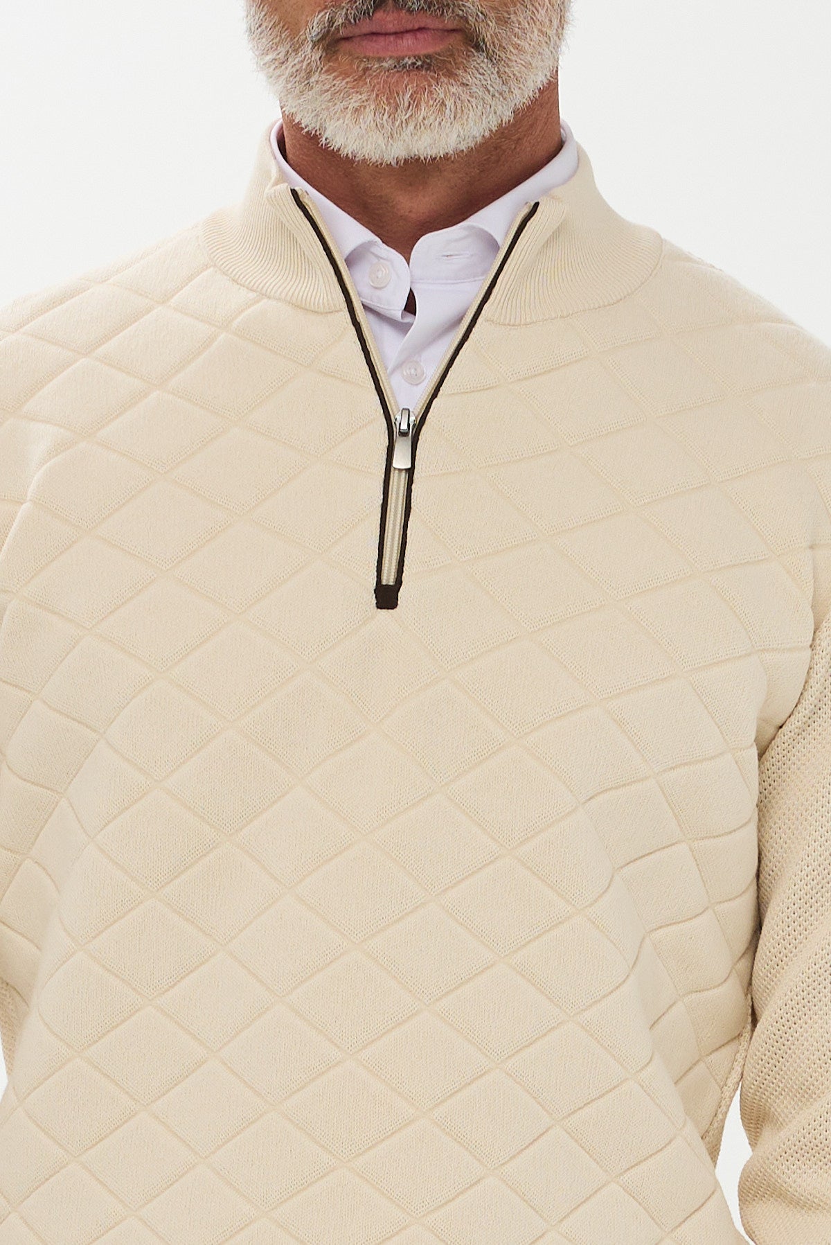 ΑΝΔΡΙΚΟ ΕΚΡΟΥ ΠΟΥΛΟΒΕΡ PORTOBELLO'S LUPETTO ZIP ΜΕ ΚΑΠΙΤΟΝΕ ΣΧΕΔΙΟ REGULAR FIT