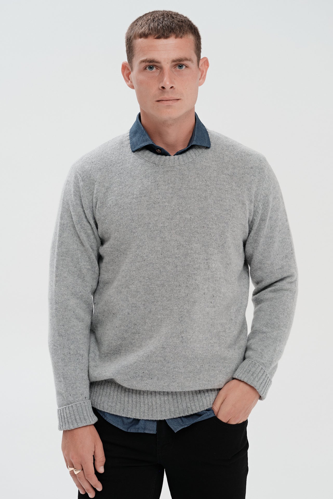 ΑΝΔΡΙΚΟ ΓΚΡΙ ΑΝΟΙΧΤΟ ΠΟΥΛΟΒΕΡ LES GENT'S REGULAR FIT