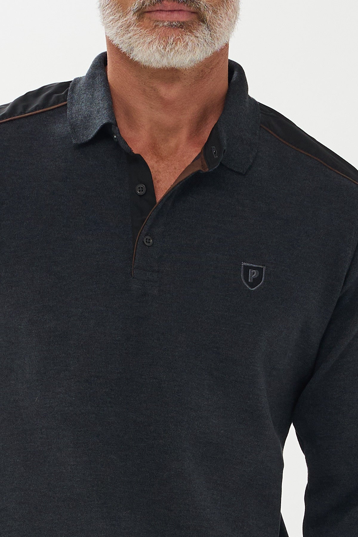 ΑΝΔΡΙΚΟ ΜΑΚΡΥΜΑΝΙΚΟ POLO PORTOBELLO'S ΣΕ ΧΡΩΜΑ ΓΡΑΦΙΤΗ ΜΕ ΛΕΠΤΟΜΕΡΕΙΕΣ REGULAR FIT