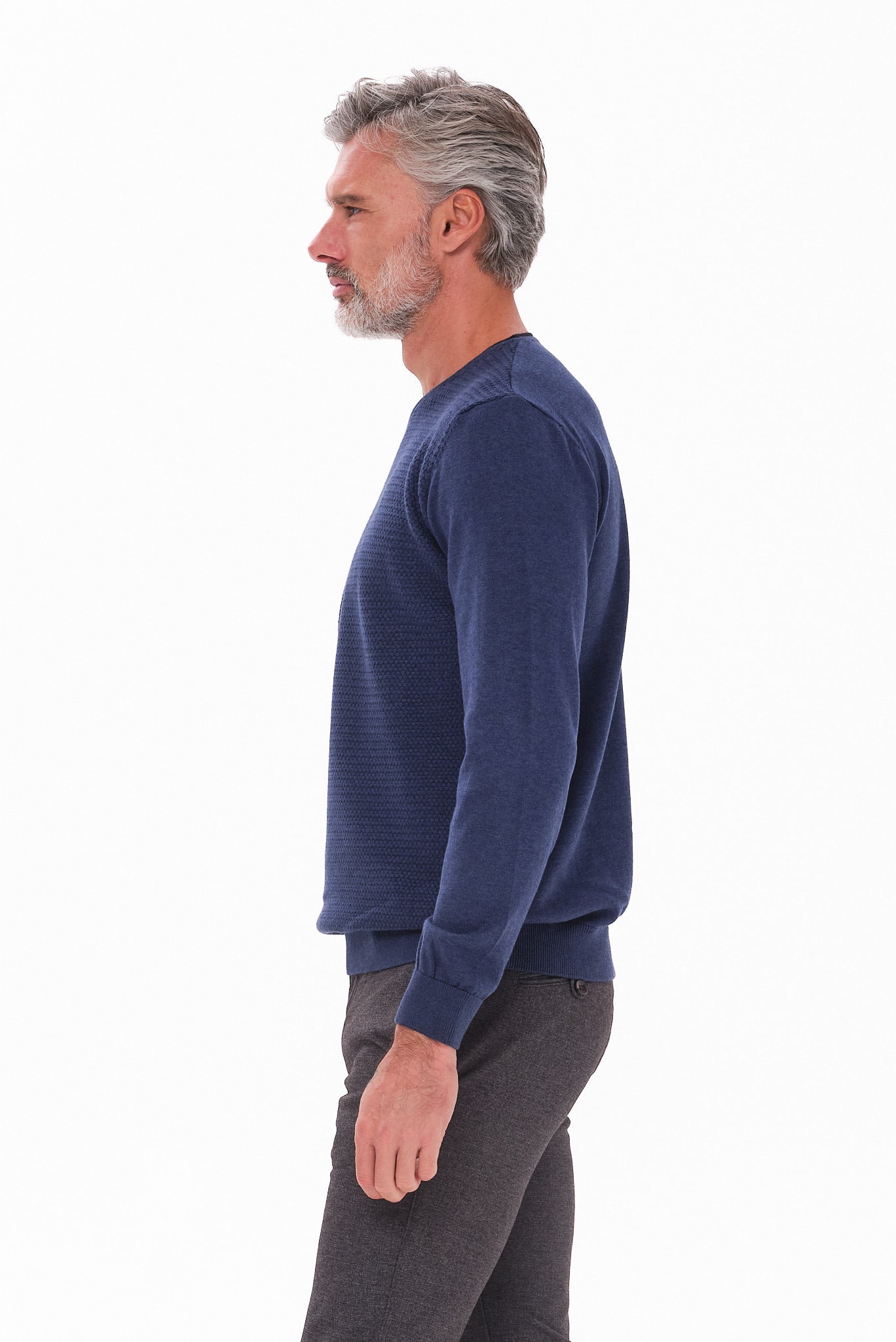 ΑΝΔΡΙΚΟ ΠΟΥΛΟΒΕΡ LES GENT'S ΙΝΤΙΓΚΟ ΜΕ ΛΑΙΜΟΚΟΨΗ ΚΑΙ ΜΙΚΡΟΣΧΕΔΙΟ REGULAR FIT