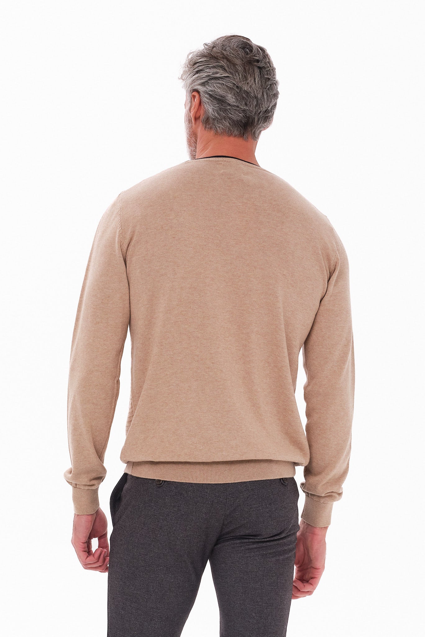 ΑΝΔΡΙΚΟ ΠΟΥΛΟΒΕΡ LES GENT'S ΜΠΕΖ ΣΚΟΥΡΟ ΜΕ ΛΑΙΜΟΚΟΨΗ ΚΑΙ ΜΙΚΡΟΣΧΕΔΙΟ REGULAR FIT