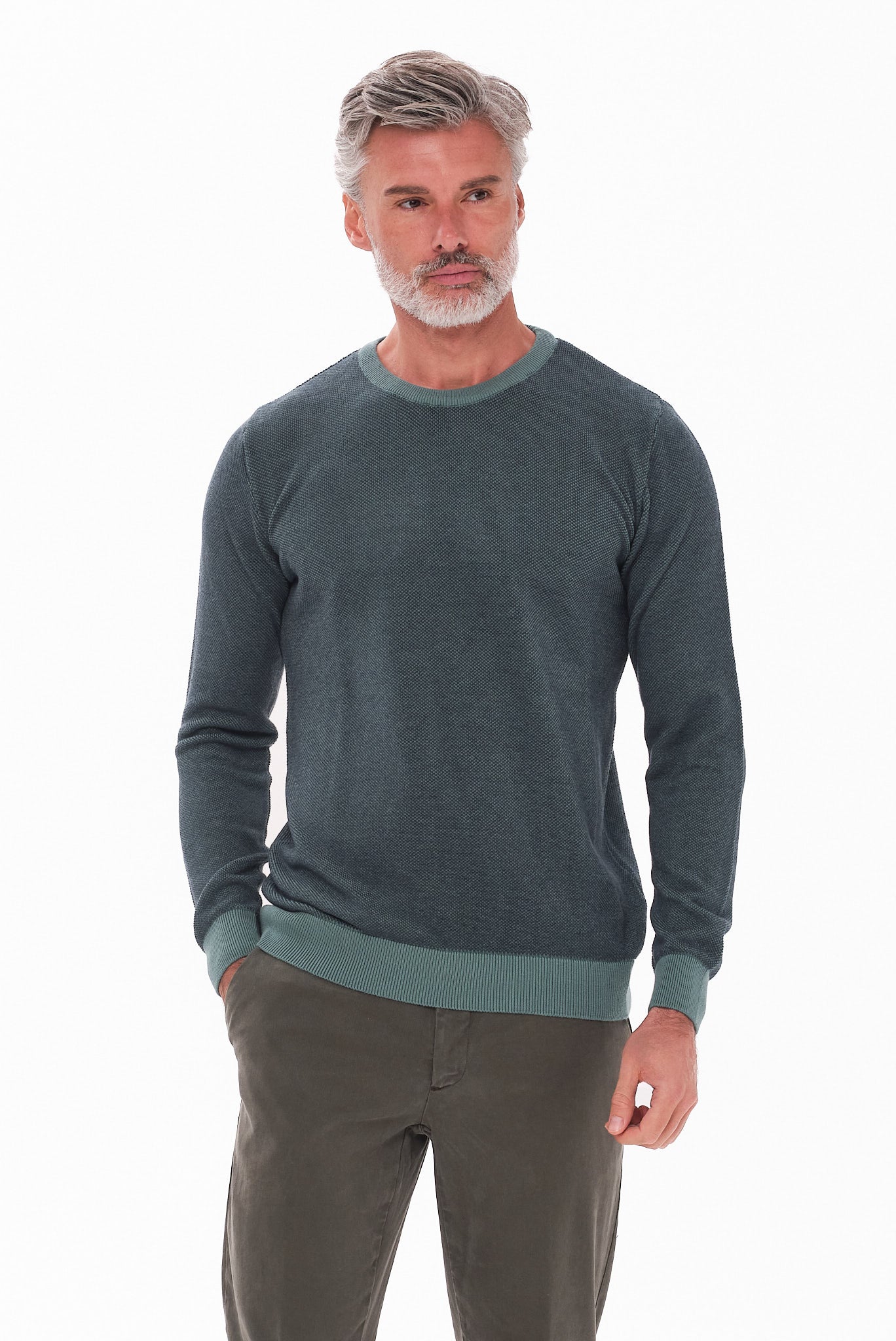 ΑΝΔΡΙΚΟ ΠΡΑΣΙΝΟ ΠΟΥΛΟΒΕΡ LES GENT'S ΜΕ ΛΑΙΜΟΚΟΨΗ ΚΑΙ ΜΙΚΡΟΣΧΕΔΙΟ REGULAR FIT