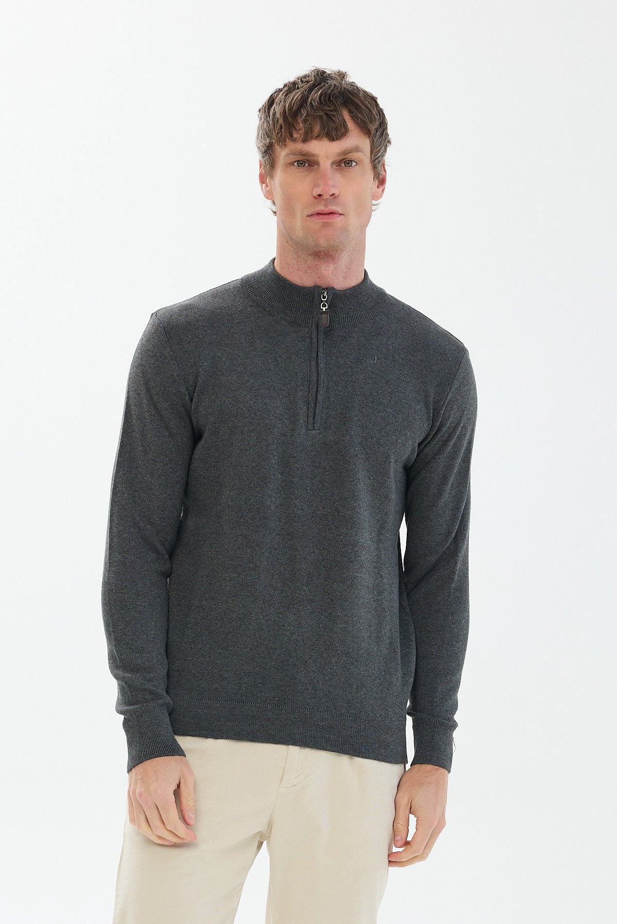 ΑΝΔΡΙΚΟ ΣΚΟΥΡΟ ΓΚΡΙ ΠΟΥΛΟΒΕΡ LUPETTO ZIP PORTOBELLO'S REGULAR FIT