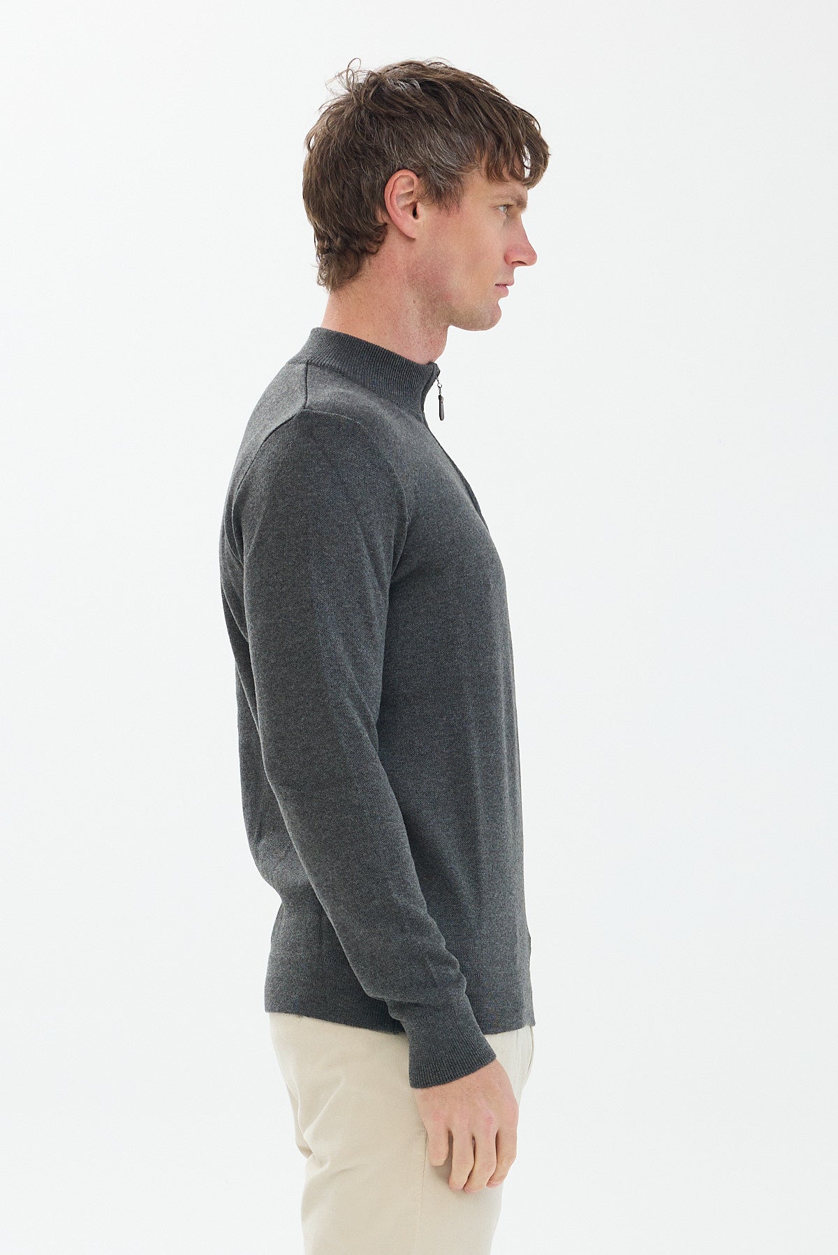 ΑΝΔΡΙΚΟ ΣΚΟΥΡΟ ΓΚΡΙ ΠΟΥΛΟΒΕΡ LUPETTO ZIP PORTOBELLO'S REGULAR FIT