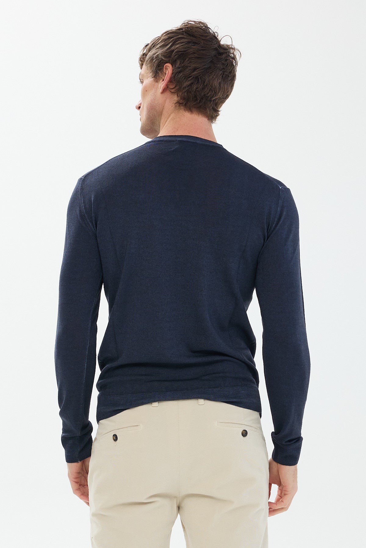 ΑΝΔΡΙΚΟ ΜΠΛΕ ΜΑΛΛΙΝΟ ΠΟΥΛΟΒΕΡ PORTOBELLO'S ΜΕ ΛΑΙΜΟΚΟΨΗ REGULAR FIT