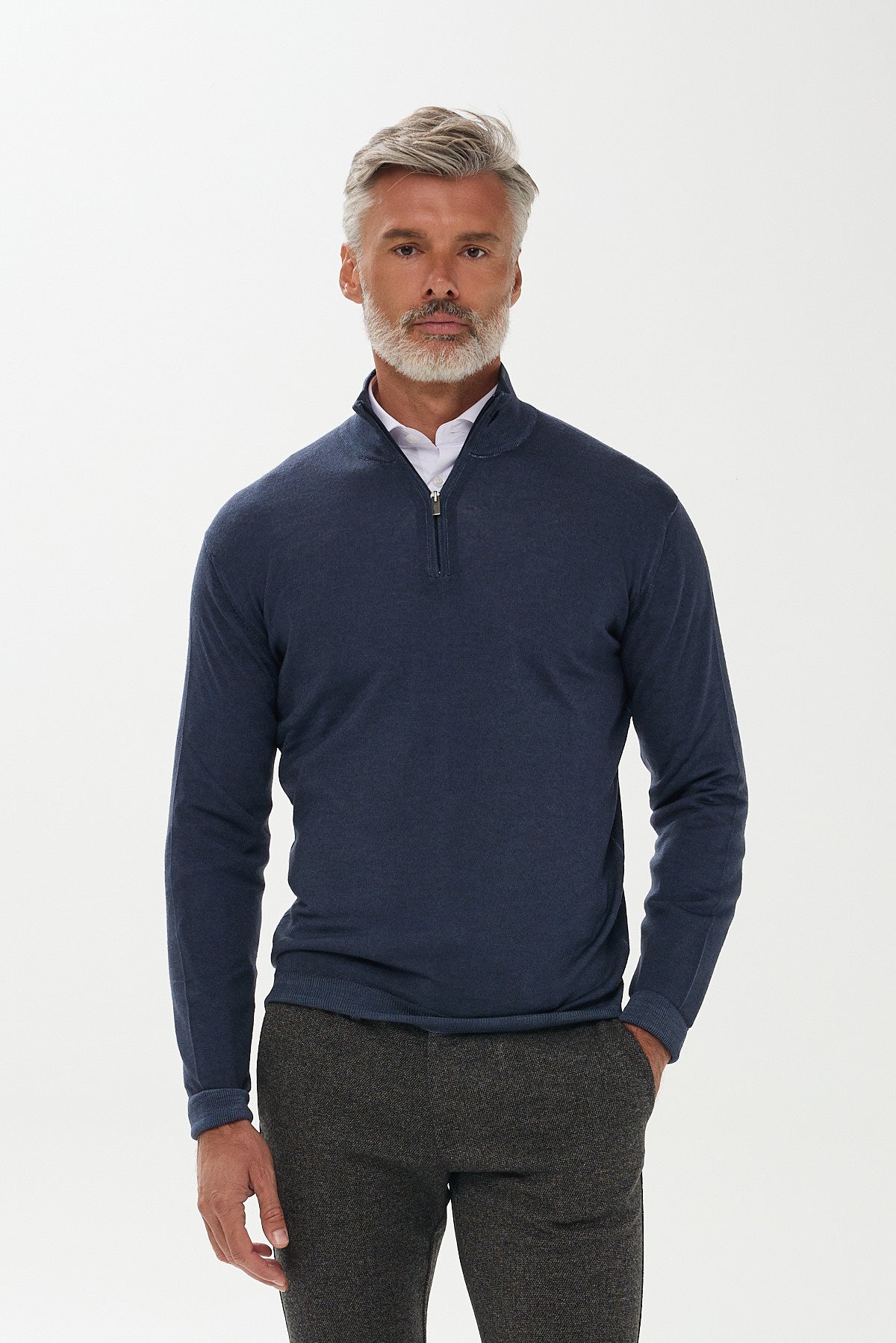 ΑΝΔΡΙΚΟ ΜΠΛΕ ΜΑΛΛΙΝΟ ΠΟΥΛΟΒΕΡ LUPETTO ZIP PORTOBELLO'S REGULAR FIT