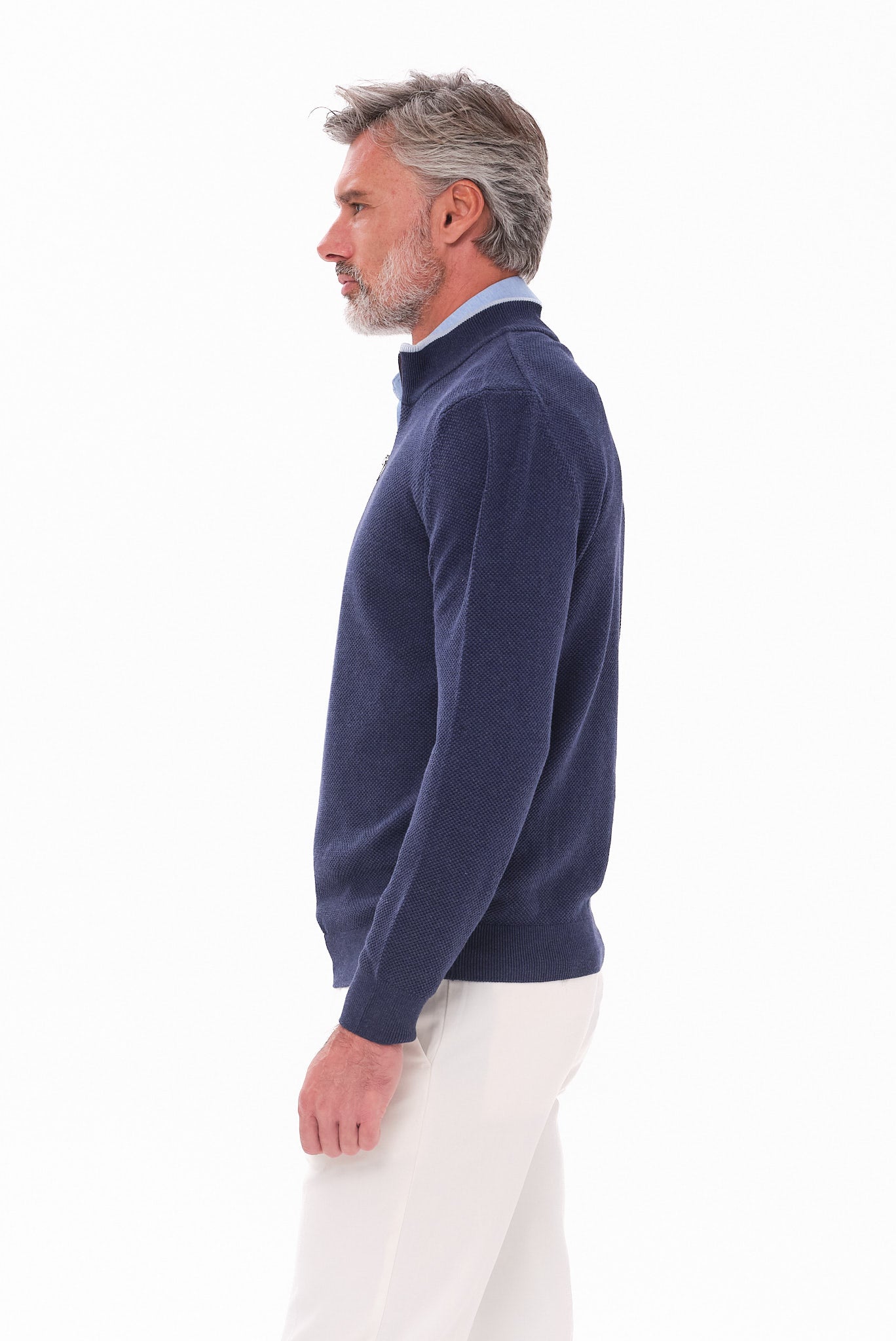 ΑΝΔΡΙΚΟ ΠΟΥΛΟΒΕΡ LUPETTO ZIP PORTOBELLO'S ΣΕ ΜΠΛΕ ΧΡΩΜΑ REGULAR FIT