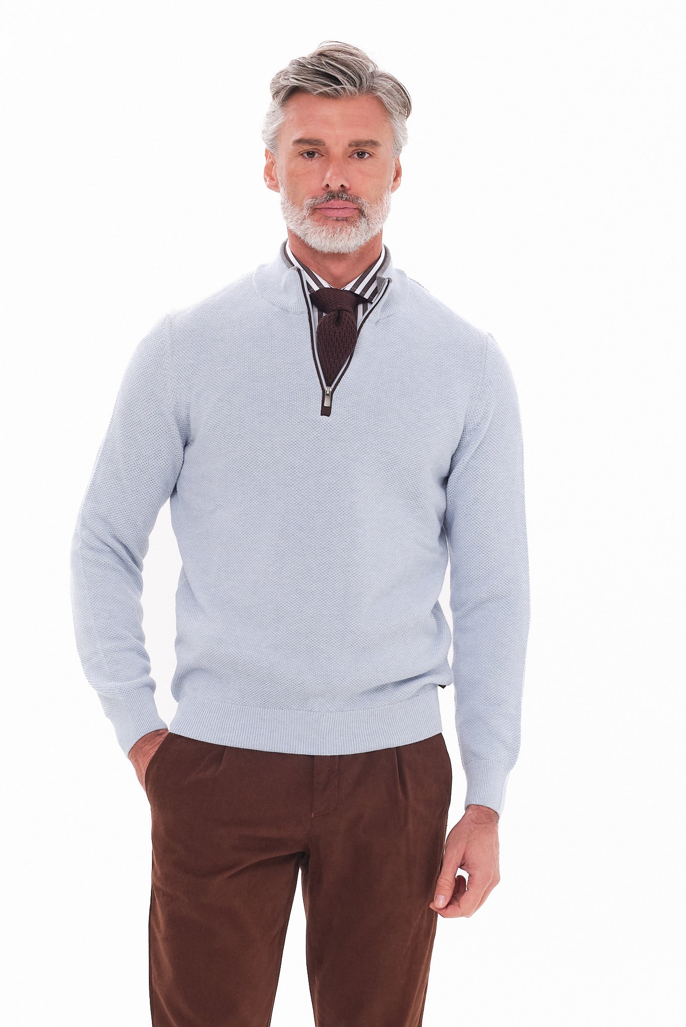 ΑΝΔΡΙΚΟ ΠΟΥΛΟΒΕΡ LUPETTO ZIP PORTOBELLO'S ΣΕ ΣΙΕΛ ΧΡΩΜΑ REGULAR FIT