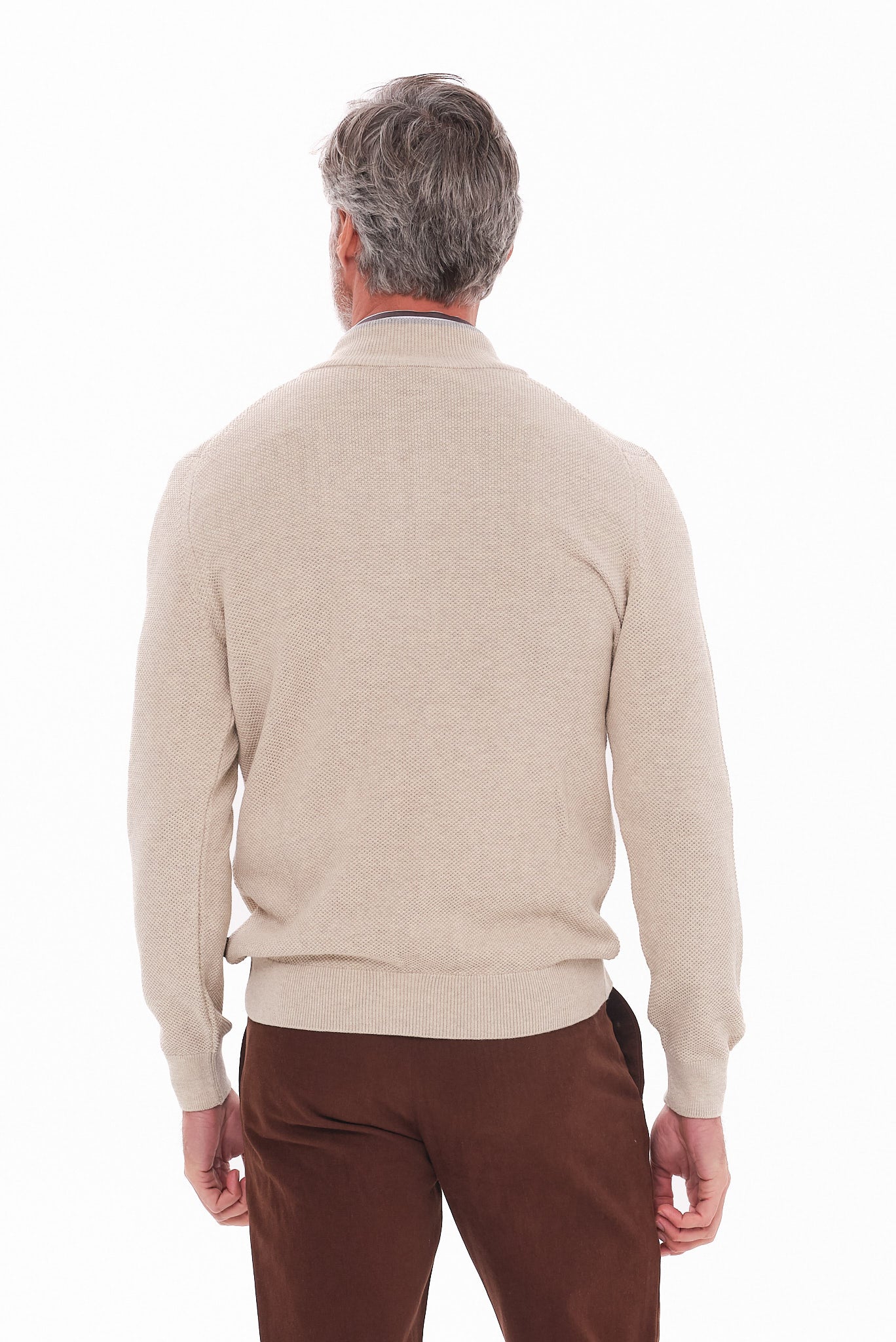 ΑΝΔΡΙΚΟ ΠΟΥΛΟΒΕΡ LUPETTO ZIP PORTOBELLO'S ΣΕ ΜΠΕΖ ΣΚΟΥΡΟ ΧΡΩΜΑ REGULAR FIT