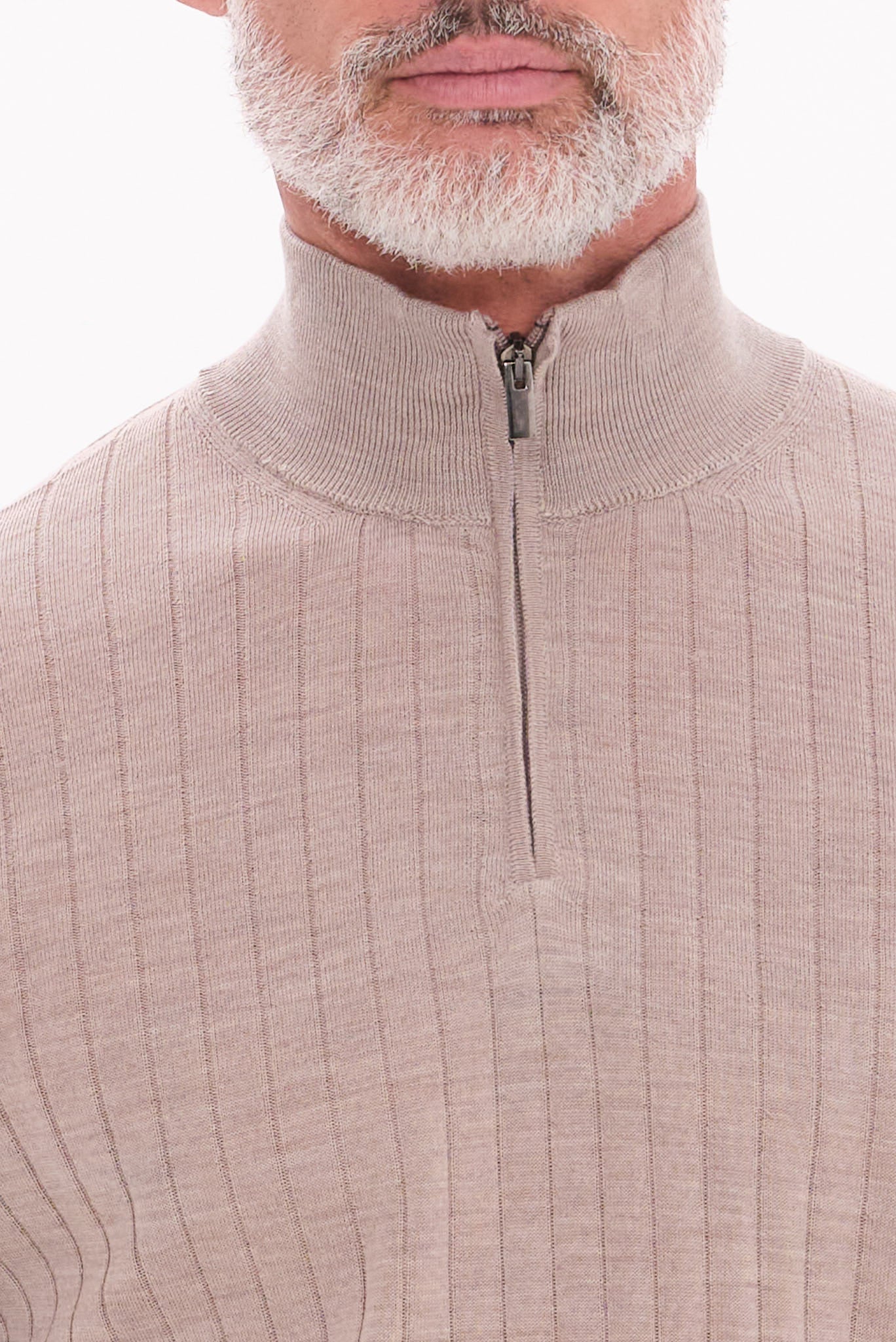 ΑΝΔΡΙΚΟ ΜΠΕΖ ΣΚΟΥΡΟ ΜΑΛΛΙΝΟ LUPETTO ZIP PORTOBELLO'S REGULAR FIT ΜΕ ΔΙΑΚΡΙΤΙΚΗ ΡΙΓΕ ΠΛΕΞΗ