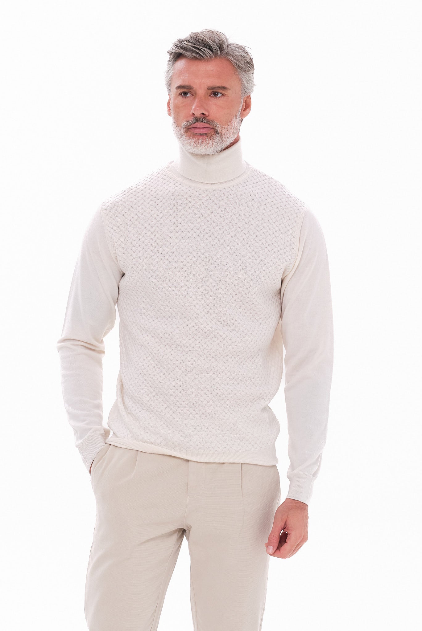 ΑΝΔΡΙΚΟ ΕΚΡΟΥ ΜΑΛΛΙΝΟ ΖΙΒΑΓΚΟ PORTOBELLO'S REGULAR FIT ΜΕ ΜΙΚΡΟΣΧΕΔΙΟ