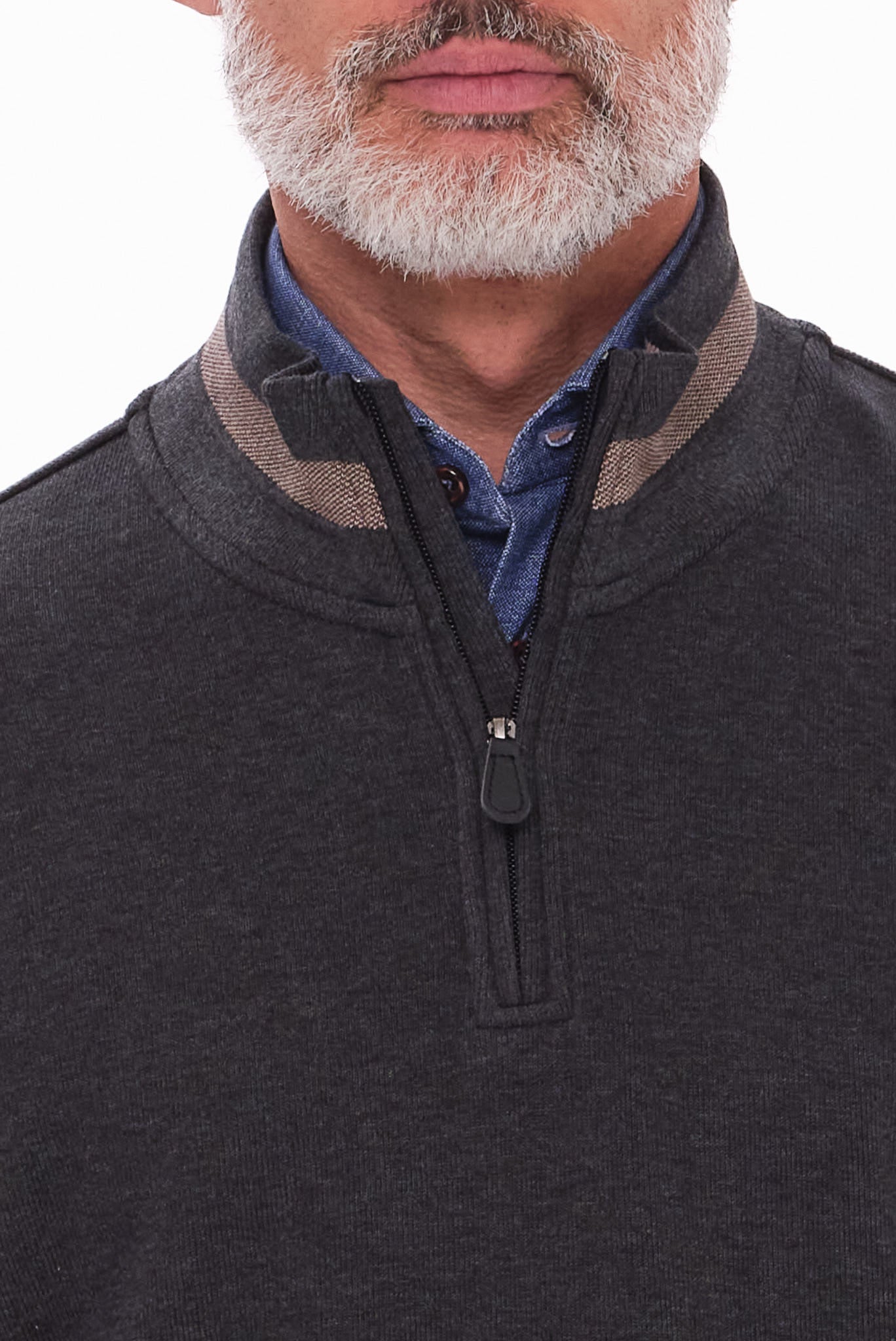 ΑΝΔΡΙΚΟ ΠΟΥΛΟΒΕΡ LUPETTO ZIP PORTOBELLO'S ΣΤΟ ΧΡΩΜΑ ΤΟΥ ΓΡΑΦΙΤΗ REGULAR FIT