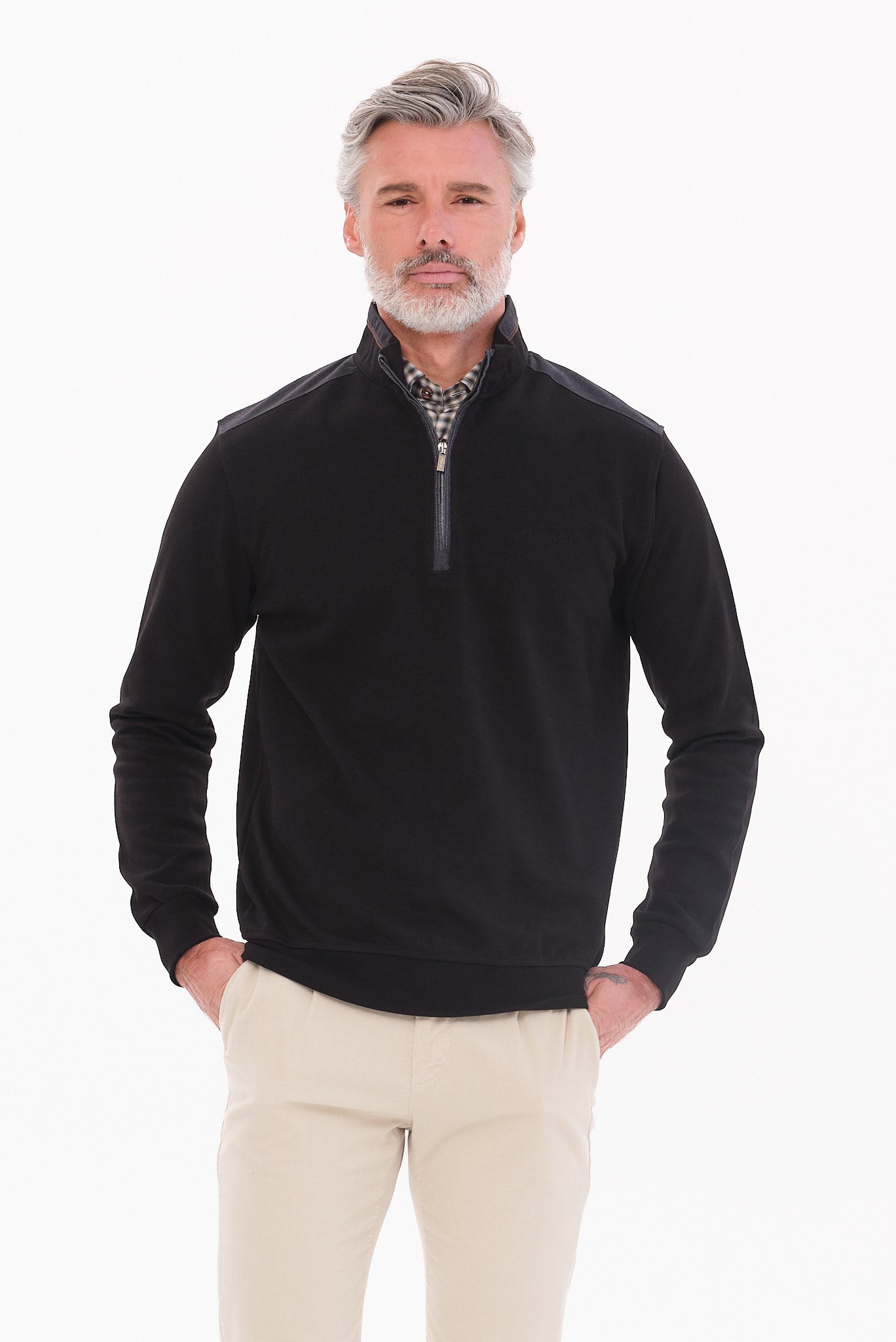 ΑΝΔΡΙΚΟ ΜΑΥΡΟ ΠΟΥΛΟΒΕΡ LUPETTO ZIP PORTOBELLO'S REGULAR FIT