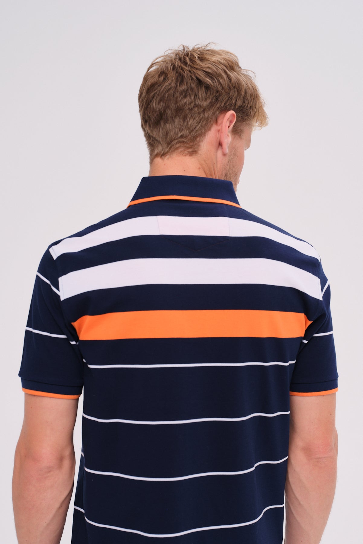 ΑΝΔΡΙΚΟ POLO ΚΟΝΤΟΜΑΝΙΚΟ ΜΠΛΕ ΠΟΡΤΟΚΑΛΙ PORTOBELLO'S ΜΕ ΚΑΘΕΤΕΣ ΡΙΓΕΣ