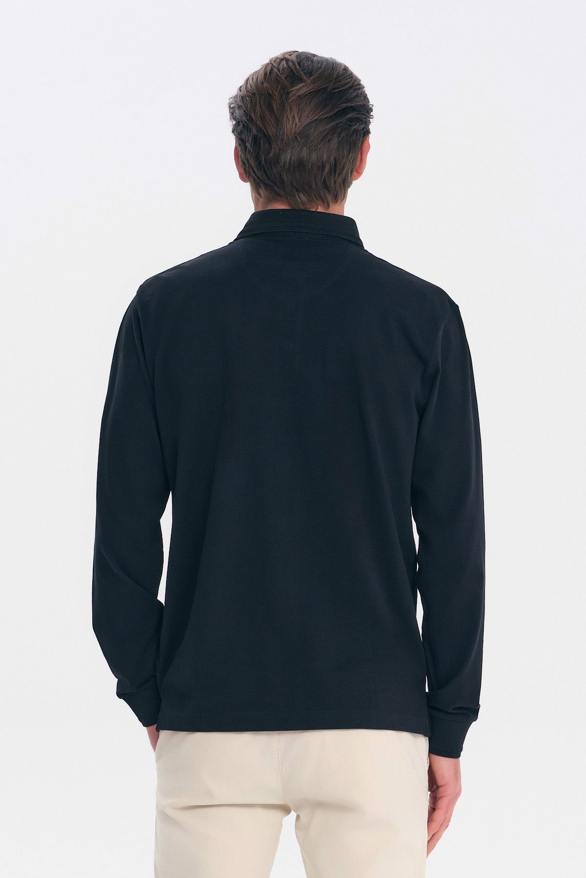 ΑΝΔΡΙΚΟ ΜΑΥΡΟ ΜΑΚΡΥΜΑΝΙΚΟ POLO REGULAR FIT COTTON PIMA PORTOBELLO'S