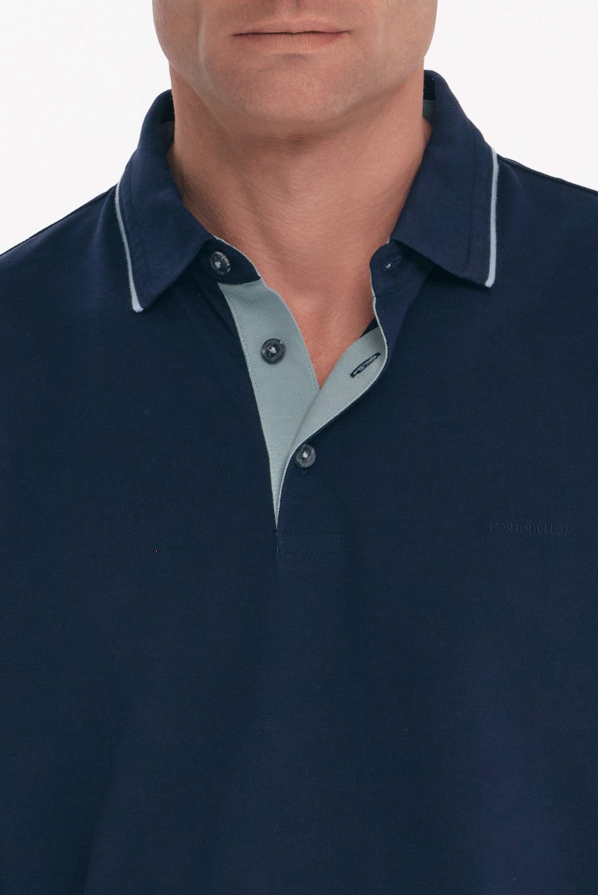 ΑΝΔΡΙΚΟ ΜΠΛΕ ΜΑΚΡΥΜΑΝΙΚΟ POLO REGULAR FIT COTTON PIMA PORTOBELLO'S
