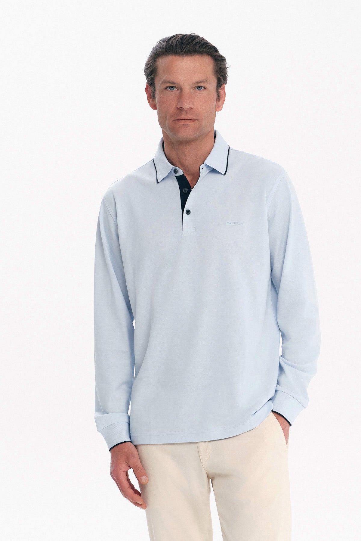 ΑΝΔΡΙΚΟ ΣΙΕΛ ΜΑΚΡΥΜΑΝΙΚΟ POLO REGULAR FIT COTTON PIMA PORTOBELLO'S