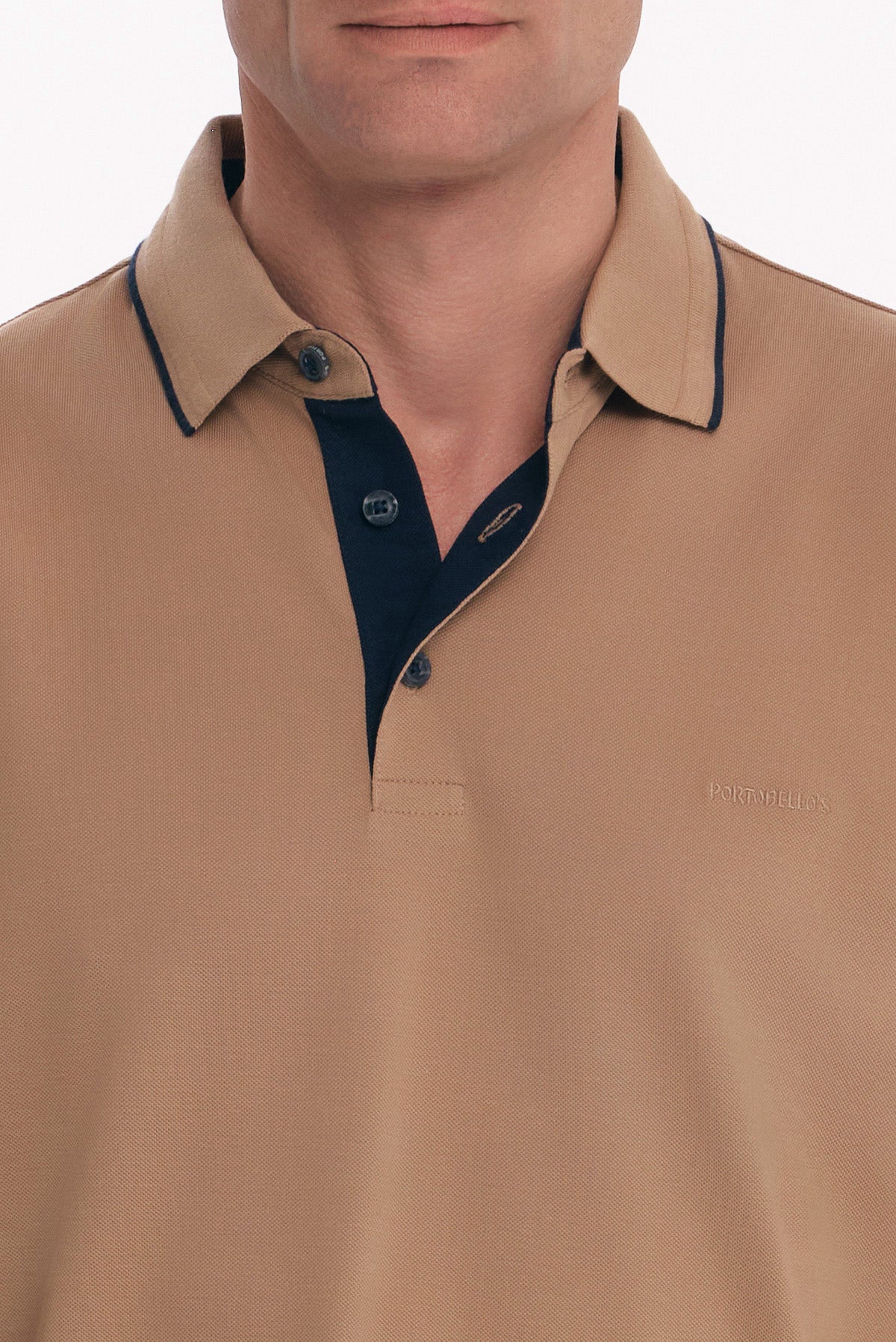 ΑΝΔΡΙΚΟ ΜΠΕΖ ΣΚΟΥΡΟ ΜΑΚΡΥΜΑΝΙΚΟ POLO REGULAR FIT COTTON PIMA PORTOBELLO'S