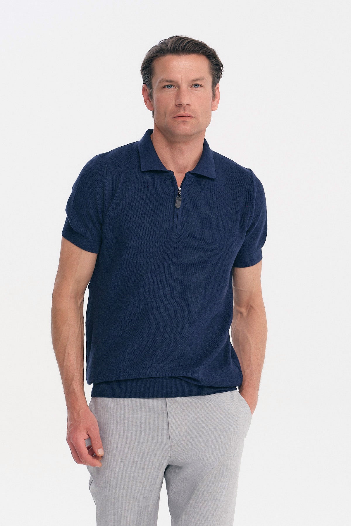 ΑΝΔΡΙΚΟ ΠΛΕΚΤΟ ΜΠΛΕ POLO LES GENT'S ΜΕ ΦΕΡΜΟΥΑΡ