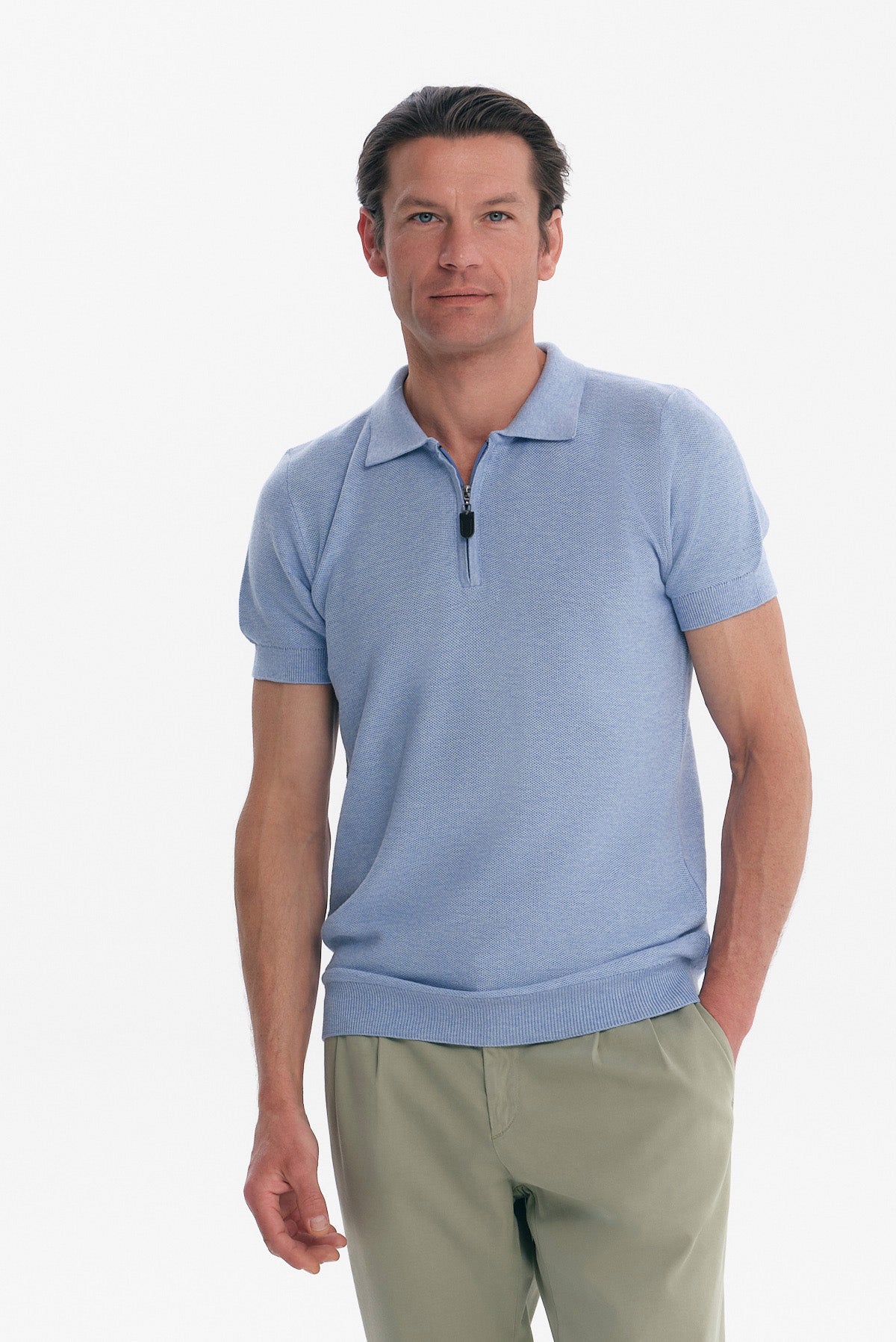 ΑΝΔΡΙΚΟ ΣΙΕΛ ΠΛΕΚΤΟ POLO REGULAR FIT ΜΕ ΦΕΡΜΟΥΑΡ