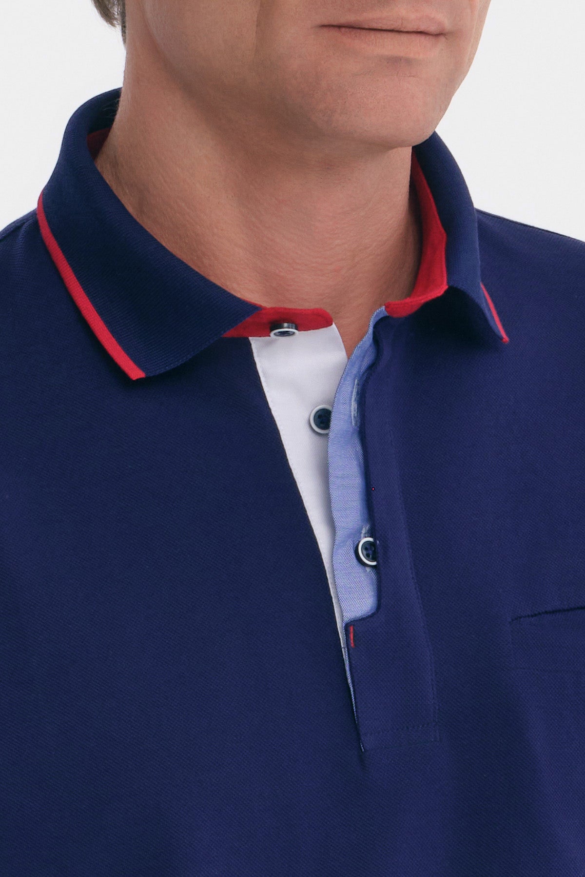 ΑΝΔΡΙΚΟ ΜΠΛΕ POLO REGULAR FIT ΜΕ ΛΕΠΤΟΜΕΡΕΙΕΣ