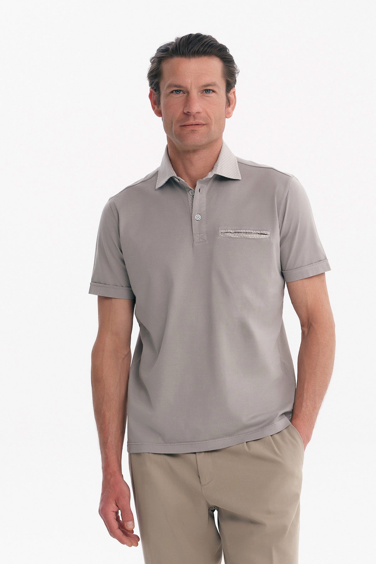 ΑΝΔΡΙΚΟ ΓΚΡΙ ΜΠΕΖ POLO MODERN FIT ΜΕ ΜΙΚΡΟΣΧΕΔΙΟ
