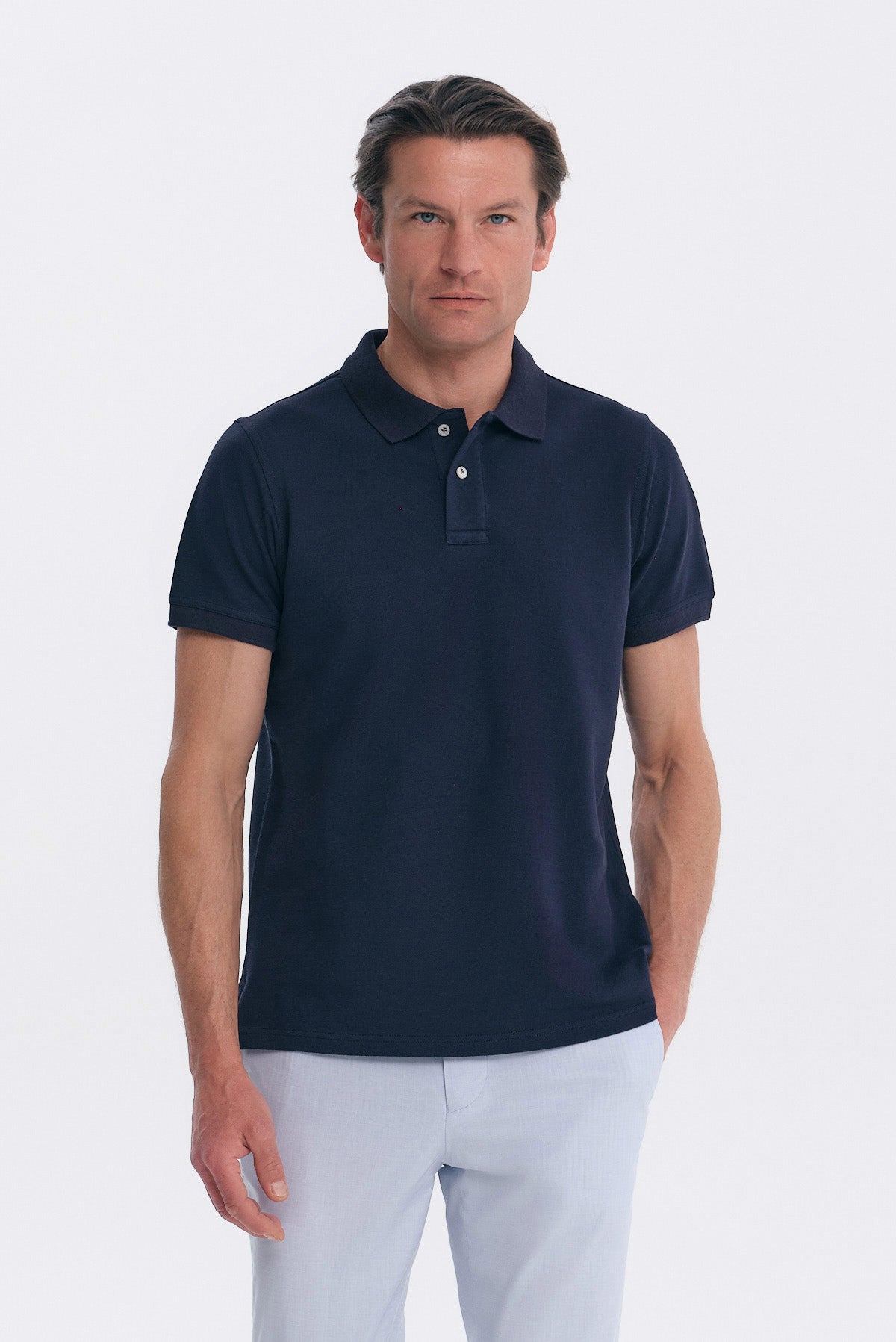 ΑΝΔΡΙΚΟ ΜΟΝΟΧΡΩΜΟ ΜΠΛΕ POLO REGULAR FIT PORTOBELLO'S