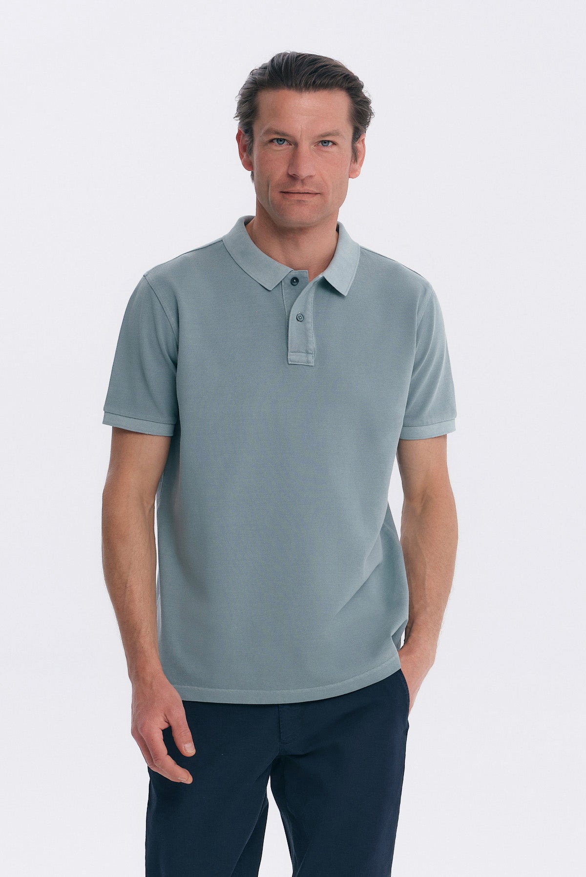 ΑΝΔΡΙΚΟ ΚΟΝΤΟΜΑΝΙΚΟ POLO ΣΤΟ ΧΡΩΜΑ ΤΗΣ ΜΕΝΤΑΣ GARMENT DYED PORTOBELLO'S