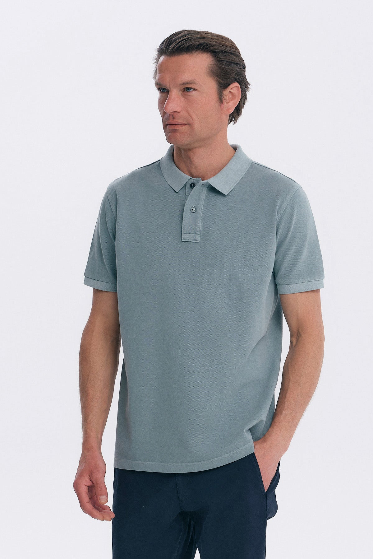 ΑΝΔΡΙΚΟ ΚΟΝΤΟΜΑΝΙΚΟ POLO ΣΤΟ ΧΡΩΜΑ ΤΗΣ ΜΕΝΤΑΣ GARMENT DYED PORTOBELLO'S