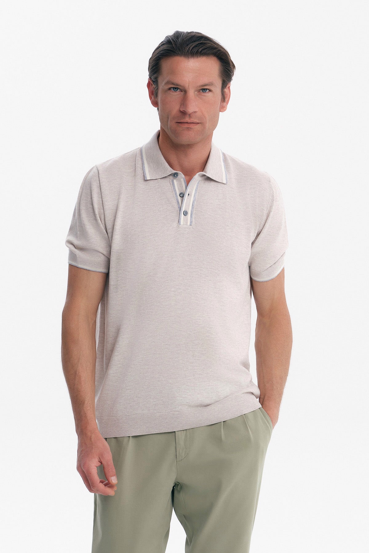 ΑΝΔΡΙΚΟ ΜΠΕΖ ΣΚΟΥΡΟ POLO ΠΛΕΚΤΟ REGULAR FIT PORTOBELLO'S ΜΕ ΛΕΠΤΟΜΕΡΕΙΕΣ