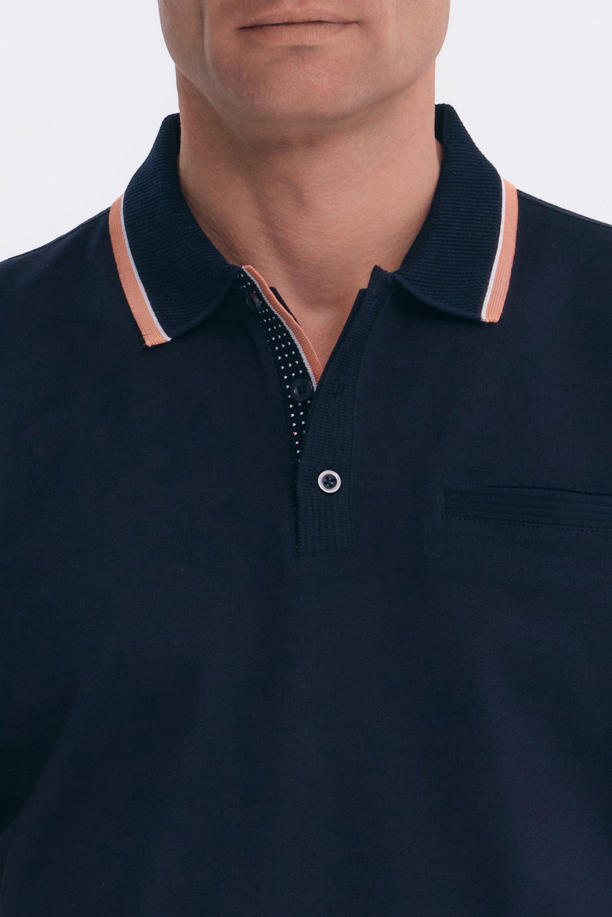 ΑΝΔΡΙΚΟ ΜΠΛΕ POLO MERCERISED REGULAR FIT PORTOBELLO'S ΜΕ ΛΕΠΤΟΜΕΡΕΙΕΣ