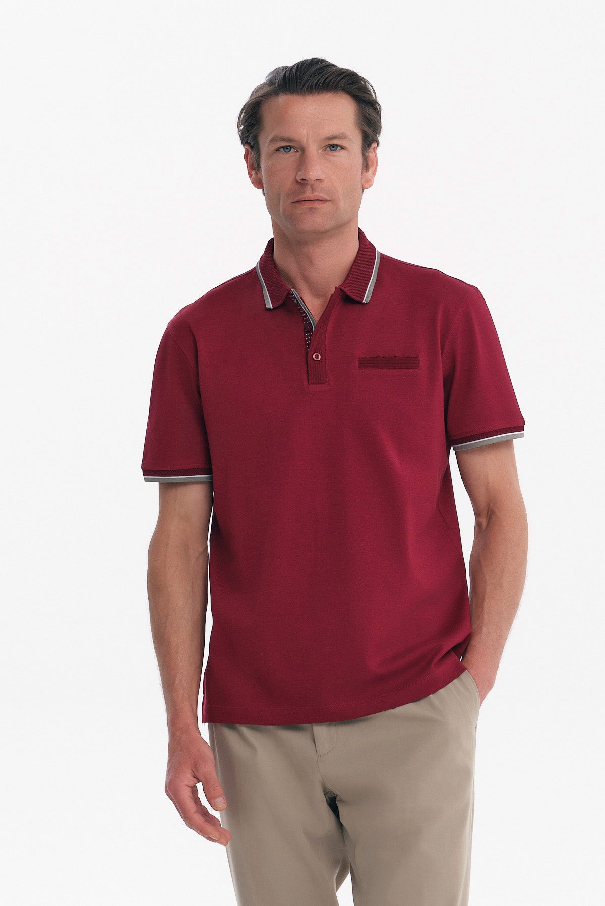 ΑΝΔΡΙΚΟ ΜΠΟΡΝΤΟ POLO MERCERISED REGULAR FIT PORTOBELLO'S ΜΕ ΛΕΠΤΟΜΕΡΕΙΕΣ