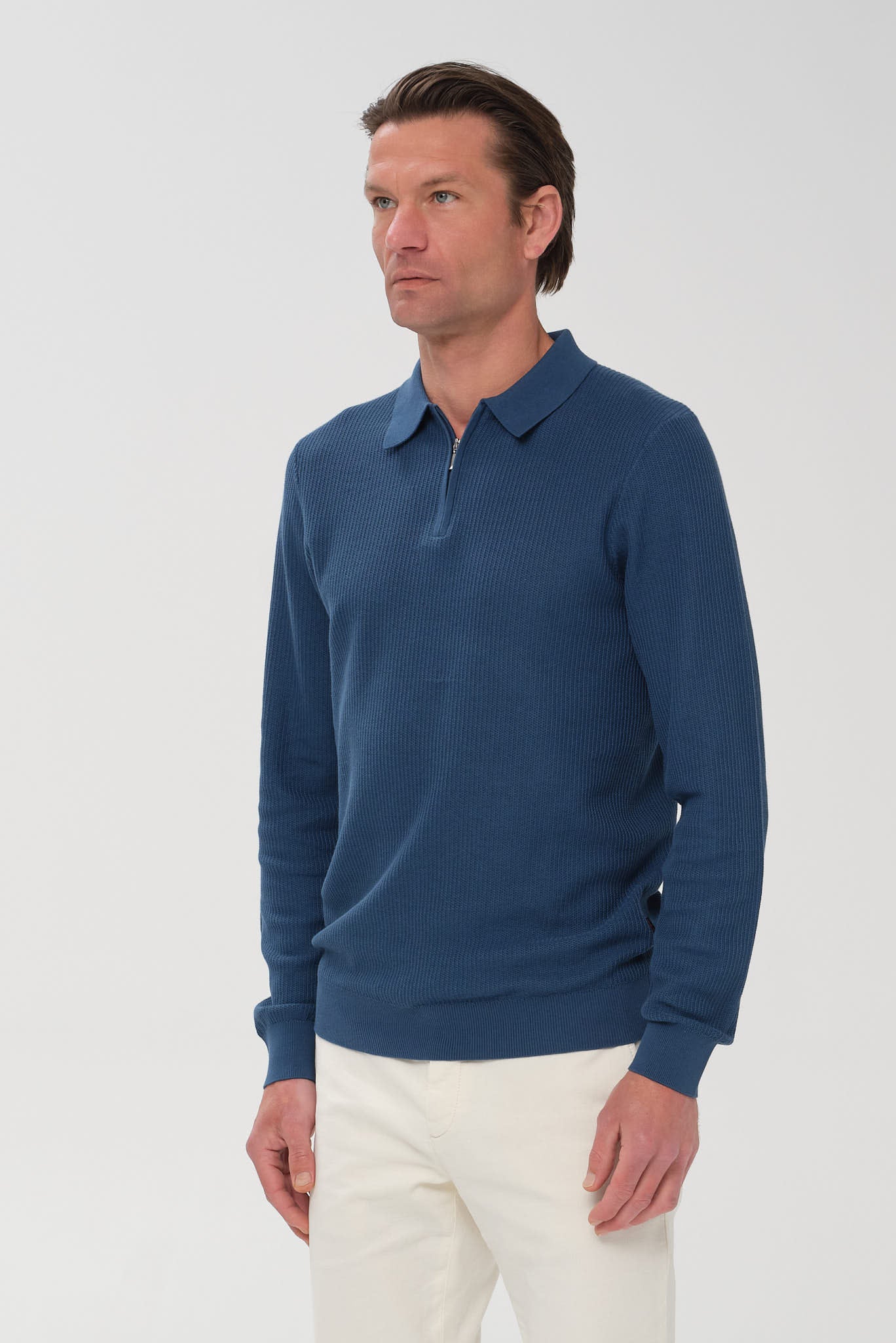 ΑΝΔΡΙΚΟ ΠΕΤΡΟΛ ΠΛΕΚΤΟ ΜΑΚΡΥΜΑΝΙΚΟ POLΟ ZIP PORTOBELLO'S REGULAR FIT
