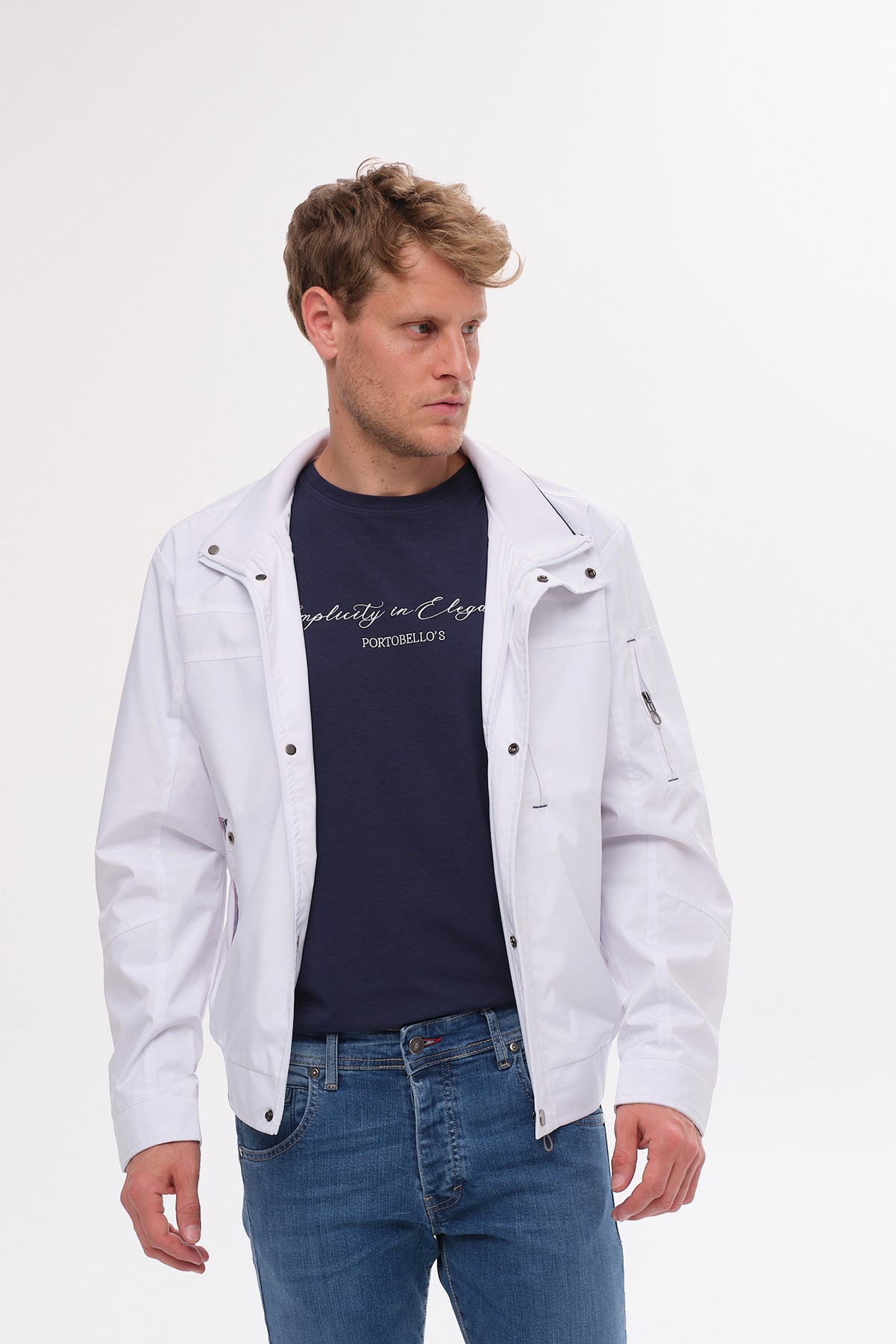 ΑΝΔΡΙΚΟ ΜΠΟΥΦΑΝ PORTOBELLO'S ΣΕ ΛΕΥΚΟ ΧΡΩΜΑ ΚΑΙ ΜΠΛΕ ΛΕΠΤΟΜΕΡΕΙΕΣ