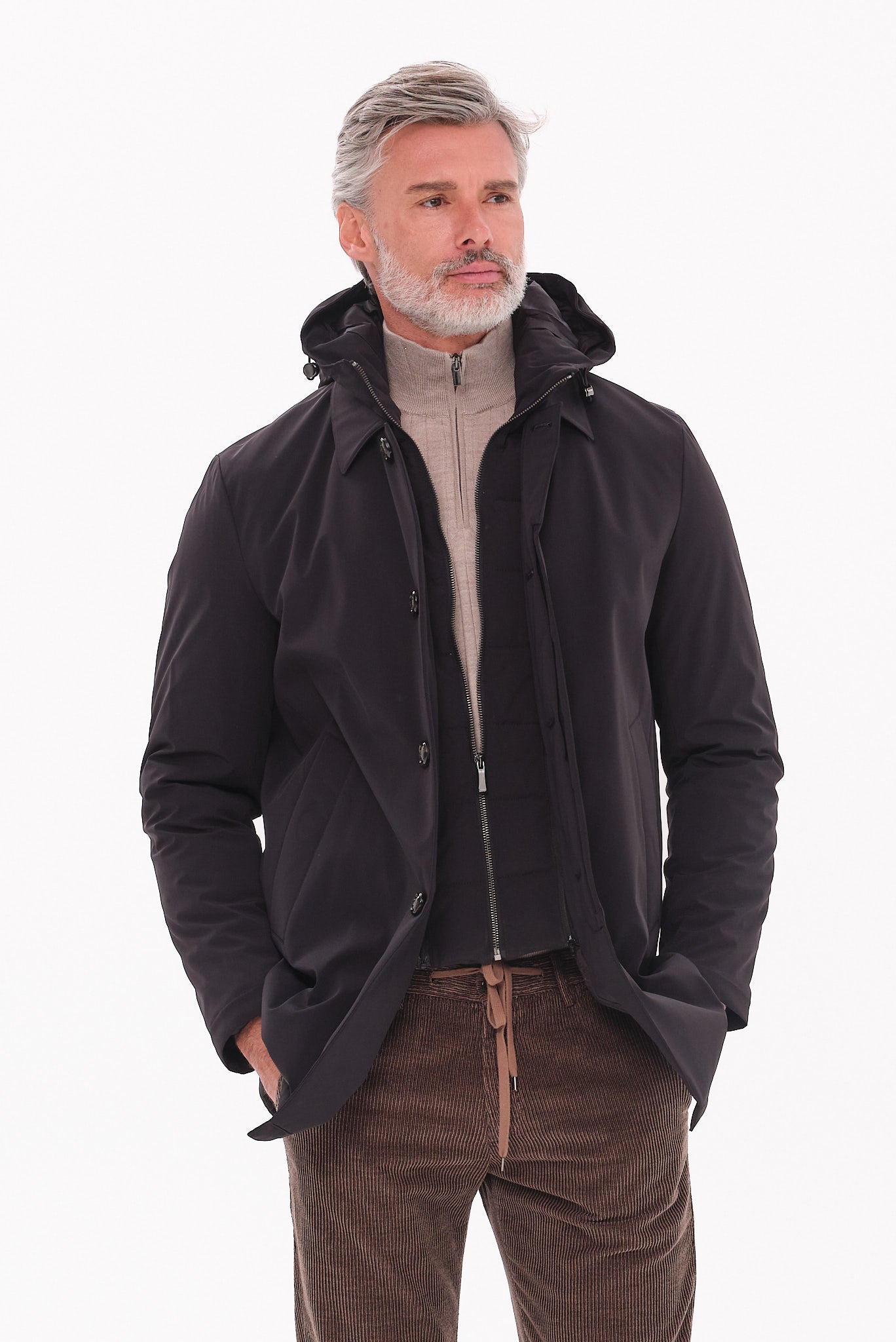 ΑΝΔΡΙΚΟ ΜΑΥΡΟ ΜΠΟΥΦΑΝ ΜΕ ΑΠΟΣΠΩΜΕΝΗ ΜΟΣΤΡΑ ΚΑΙ ΚΟΥΚΟΥΛΑ PORTOBELLO'S REGULAR FIT