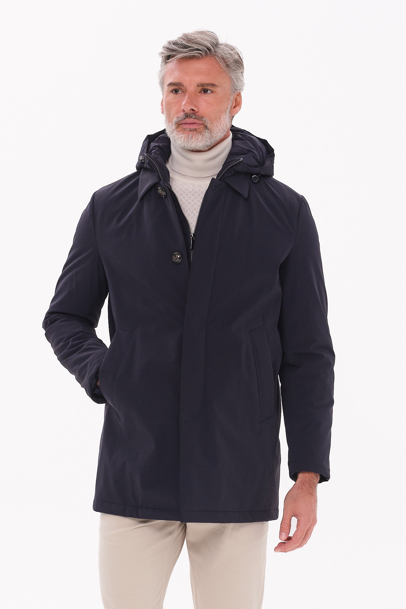 ΑΝΔΡΙΚΟ ΜΠΛΕ ΜΠΟΥΦΑΝ ΜΕ ΑΠΟΣΠΩΜΕΝΗ ΜΟΣΤΡΑ ΚΑΙ ΚΟΥΚΟΥΛΑ PORTOBELLO'S REGULAR FIT