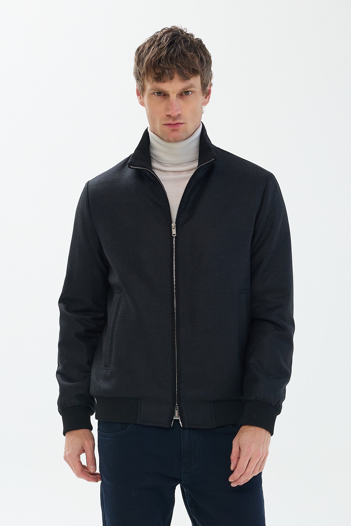 ΑΝΔΡΙΚΟ ΜΑΥΡΟ ΜΑΛΛΙΝΟ ΤΖΑΚΕΤ PORTOBELLO'S REGULAR FIT