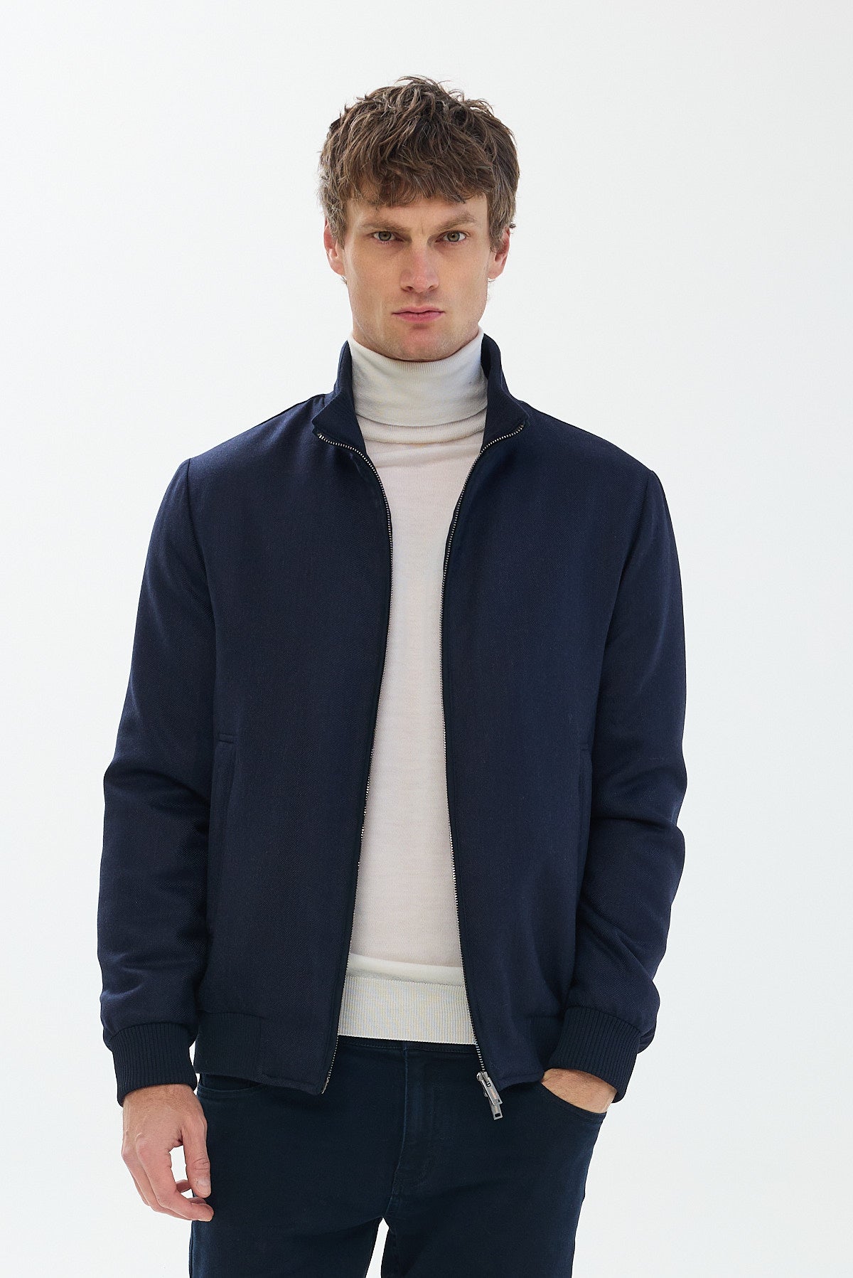 ΑΝΔΡΙΚΟ ΜΠΛΕ ΜΑΛΛΙΝΟ ΤΖΑΚΕΤ PORTOBELLO'S REGULAR FIT