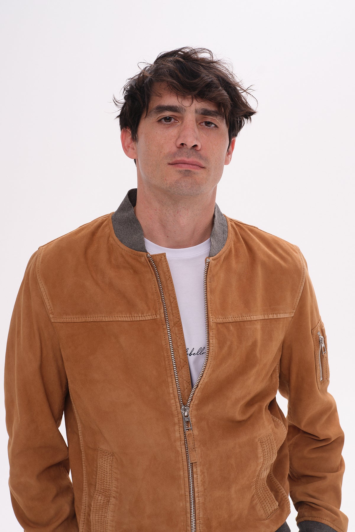 ΑΝΔΡΙΚΟ SUEDE ΜΠΟΥΦΑΝ BOMBER MILESTONE ΣΕ ΤΑΜΠΑ ΑΠΟΧΡΩΣΗ