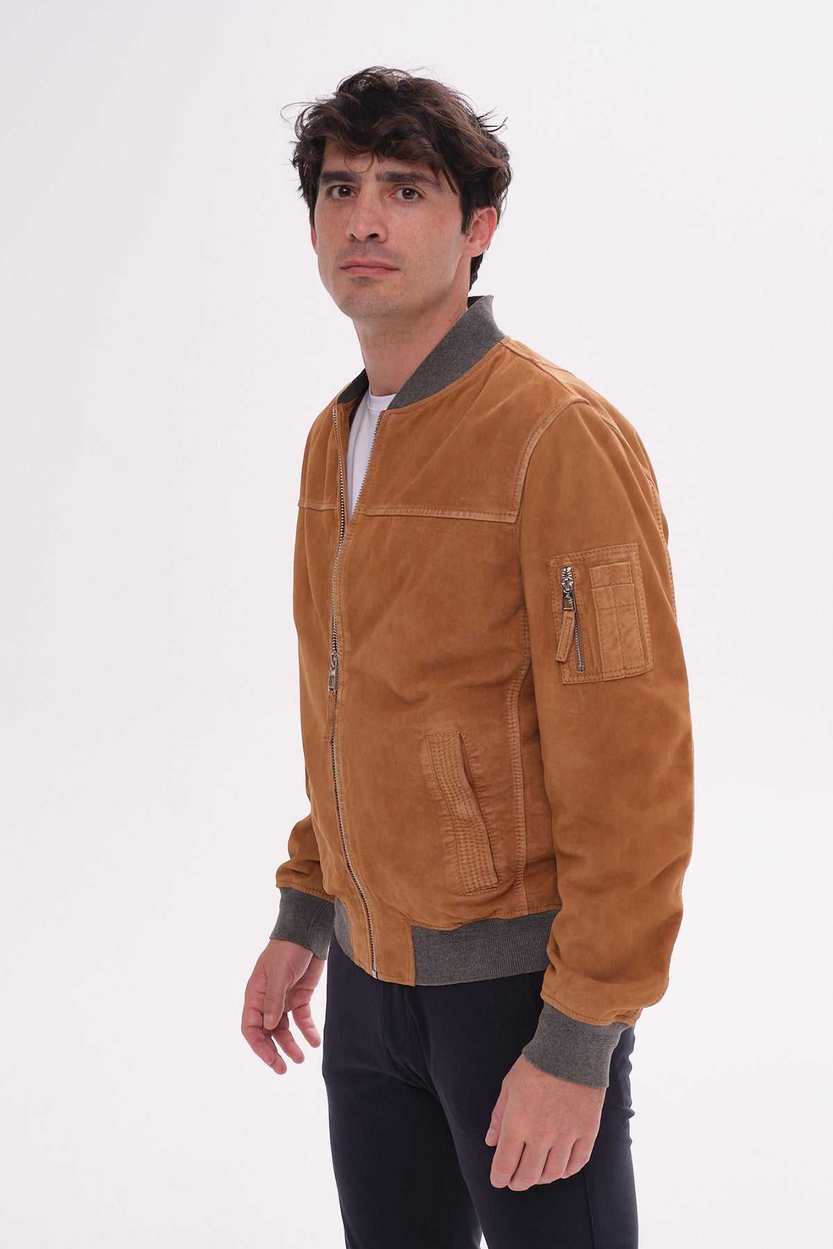 ΑΝΔΡΙΚΟ SUEDE ΜΠΟΥΦΑΝ BOMBER MILESTONE ΣΕ ΤΑΜΠΑ ΑΠΟΧΡΩΣΗ