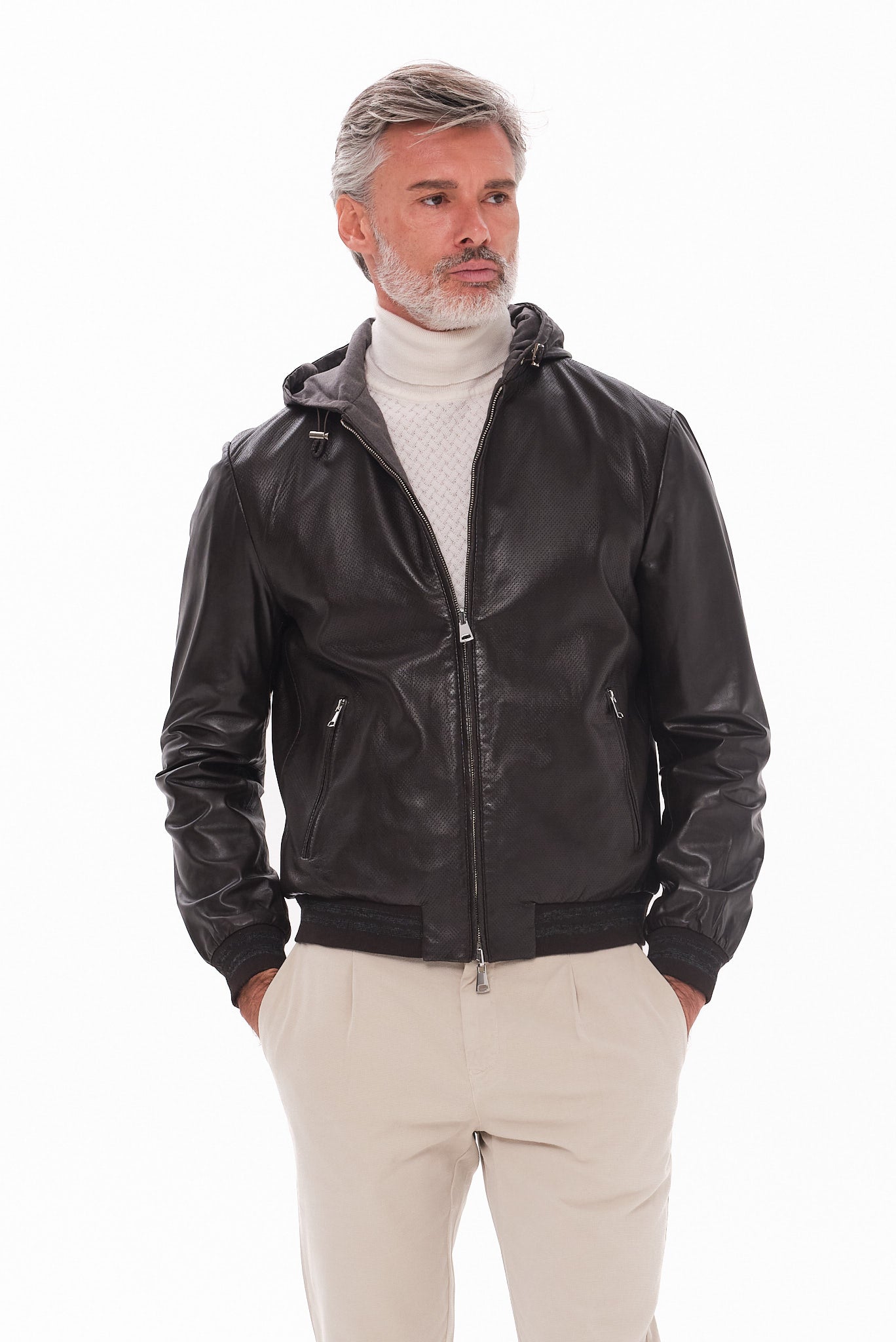 ΑΝΔΡΙΚΟ ΔΕΡΜΑΤΙΝΟ ΤΖΑΚΕΤ ΣΕ ΚΑΦΕ ΧΡΩΜΑ PORTOBELLO'S REGULAR FIT