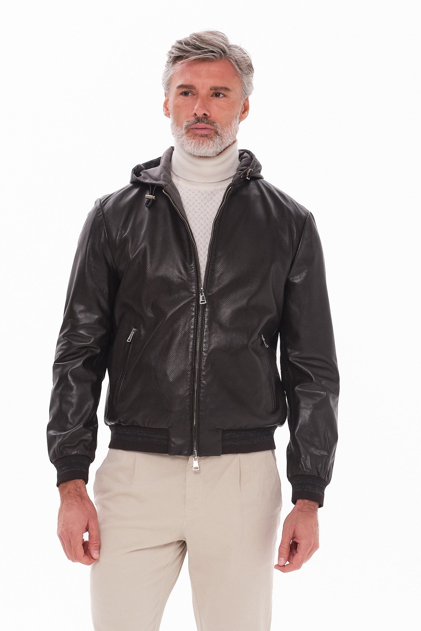 ΑΝΔΡΙΚΟ ΔΕΡΜΑΤΙΝΟ ΤΖΑΚΕΤ ΣΕ ΚΑΦΕ ΧΡΩΜΑ PORTOBELLO'S REGULAR FIT