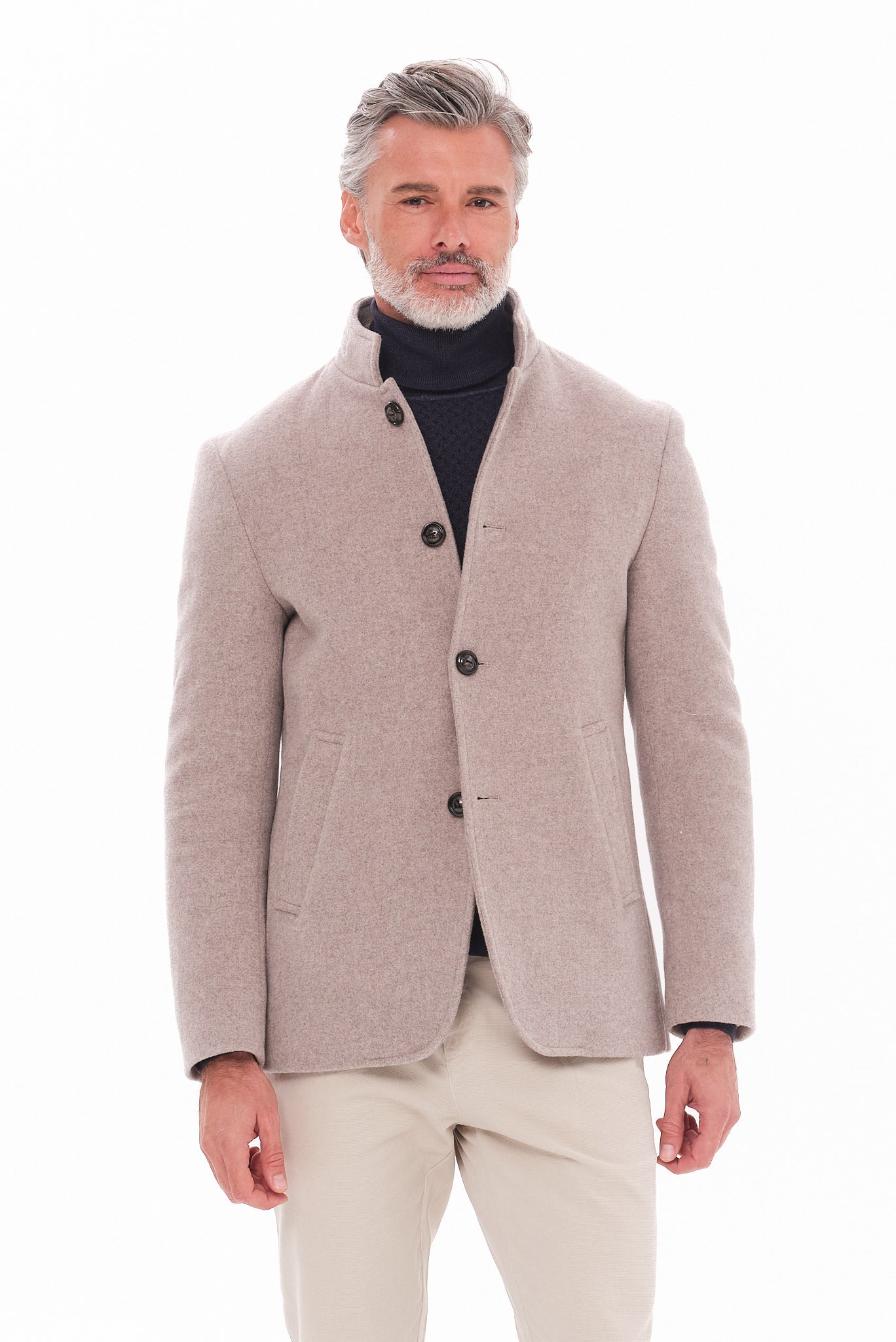 ΑΝΔΡΙΚΟ ΜΠΕΖ ΣΚΟΥΡΟ ΗΜΙΠΑΛΤΟ PORTOBELLO'S ΜΕ ΜΑΟ ΓΙΑΚΑ REGULAR FIT