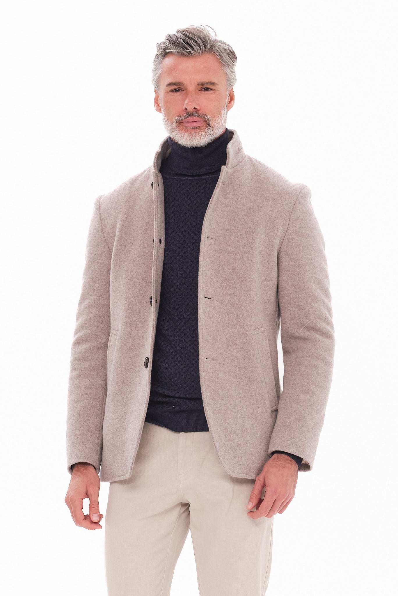 ΑΝΔΡΙΚΟ ΜΠΕΖ ΣΚΟΥΡΟ ΗΜΙΠΑΛΤΟ PORTOBELLO'S ΜΕ ΜΑΟ ΓΙΑΚΑ REGULAR FIT