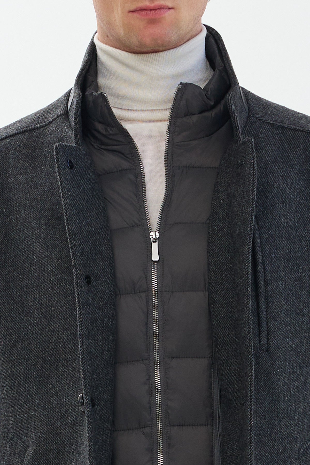 ΑΝΔΡΙΚΟ ΣΚΟΥΡΟ ΓΚΡΙ ΠΑΛΤΟ PORTOBELLO'S ΜΕ ΔΕΡΜΑΤΙΝΕΣ ΛΕΠΤΟΜΕΡΕΙΕΣ REGULAR FIT